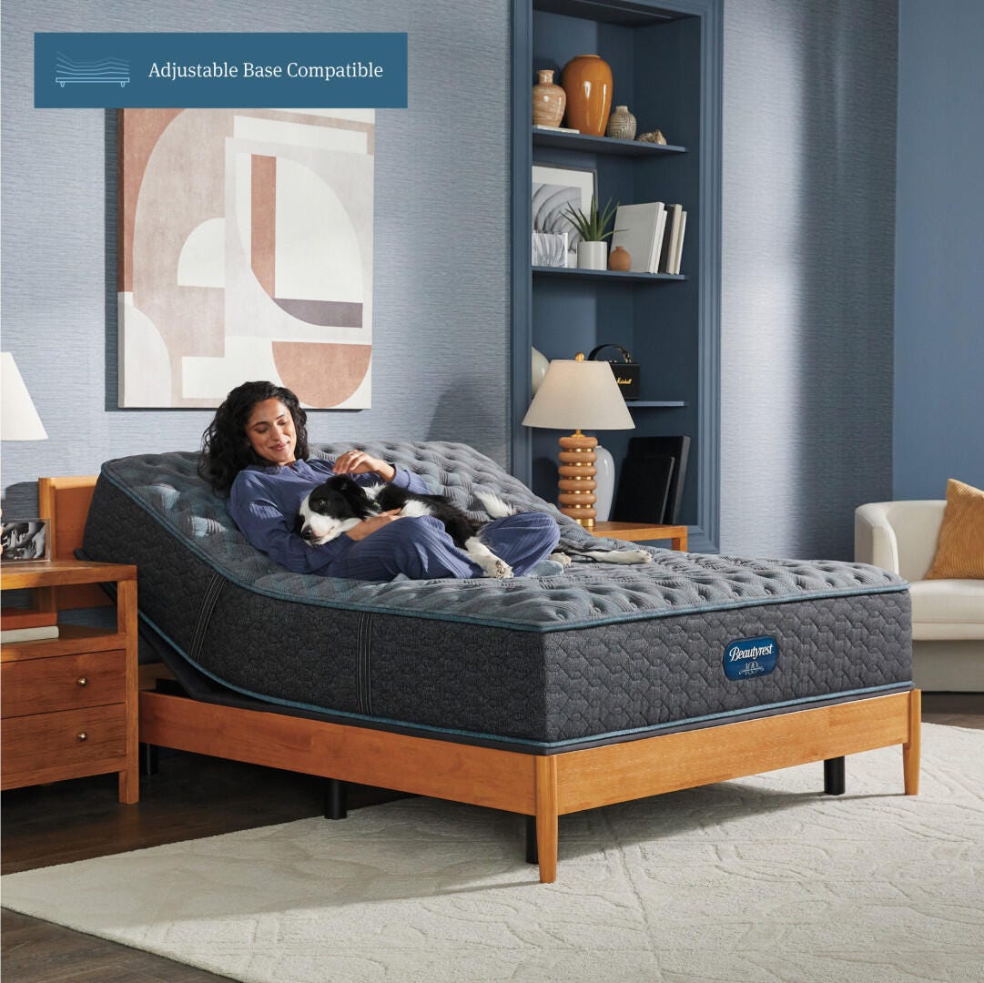 Beautyrest Level One Medium Pillow Top 14.25 in. Queen Mattress, Black, large