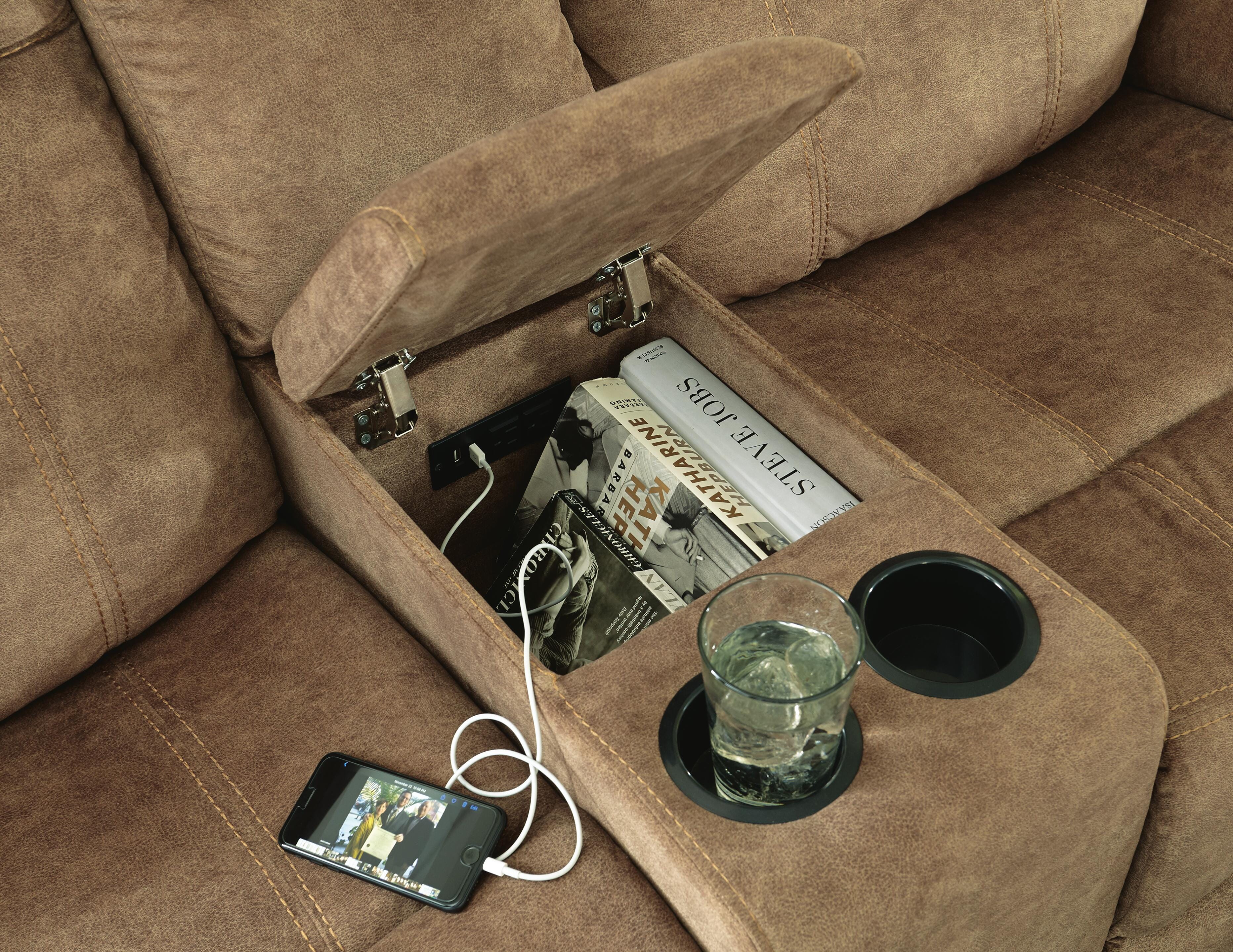 Huddle-Up Glider Reclining Loveseat with Console, , large