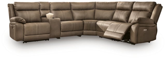 Max-Media 6-Piece Dual Power Reclining Modular Sectional with Audio Console and 3 Reclining Seats