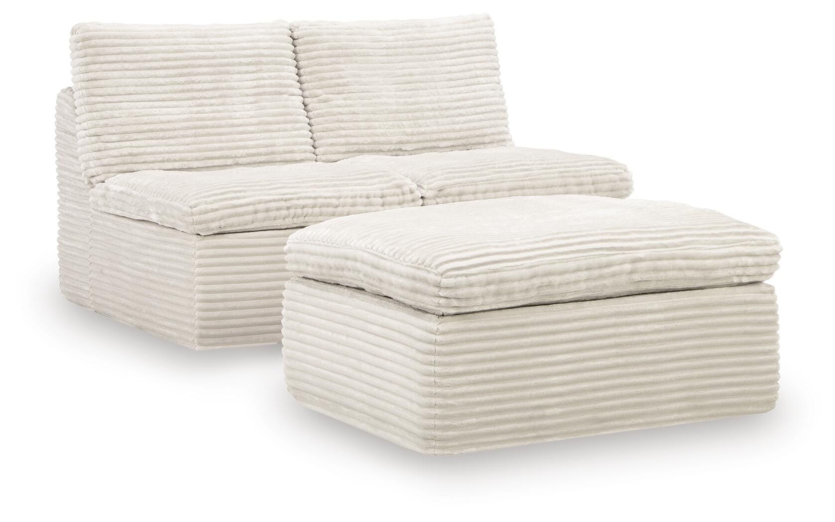 Canefield Armless Chair with Ottoman, , large