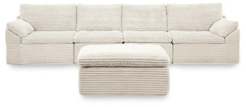 Canefield 4-Piece Sectional with Ottoman, Ivory