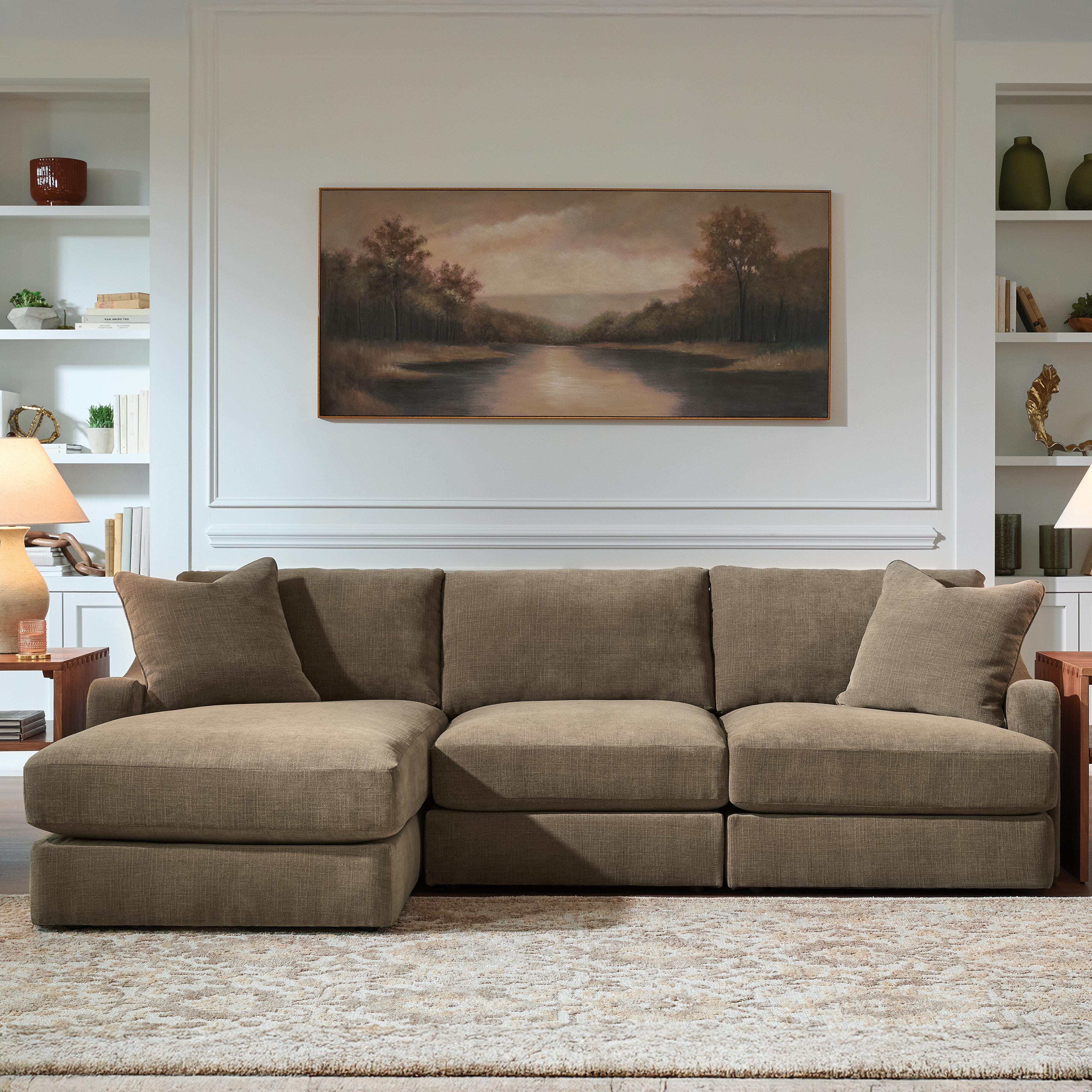Ella Grove 3-Piece Sectional with Chaise, Coffee, large