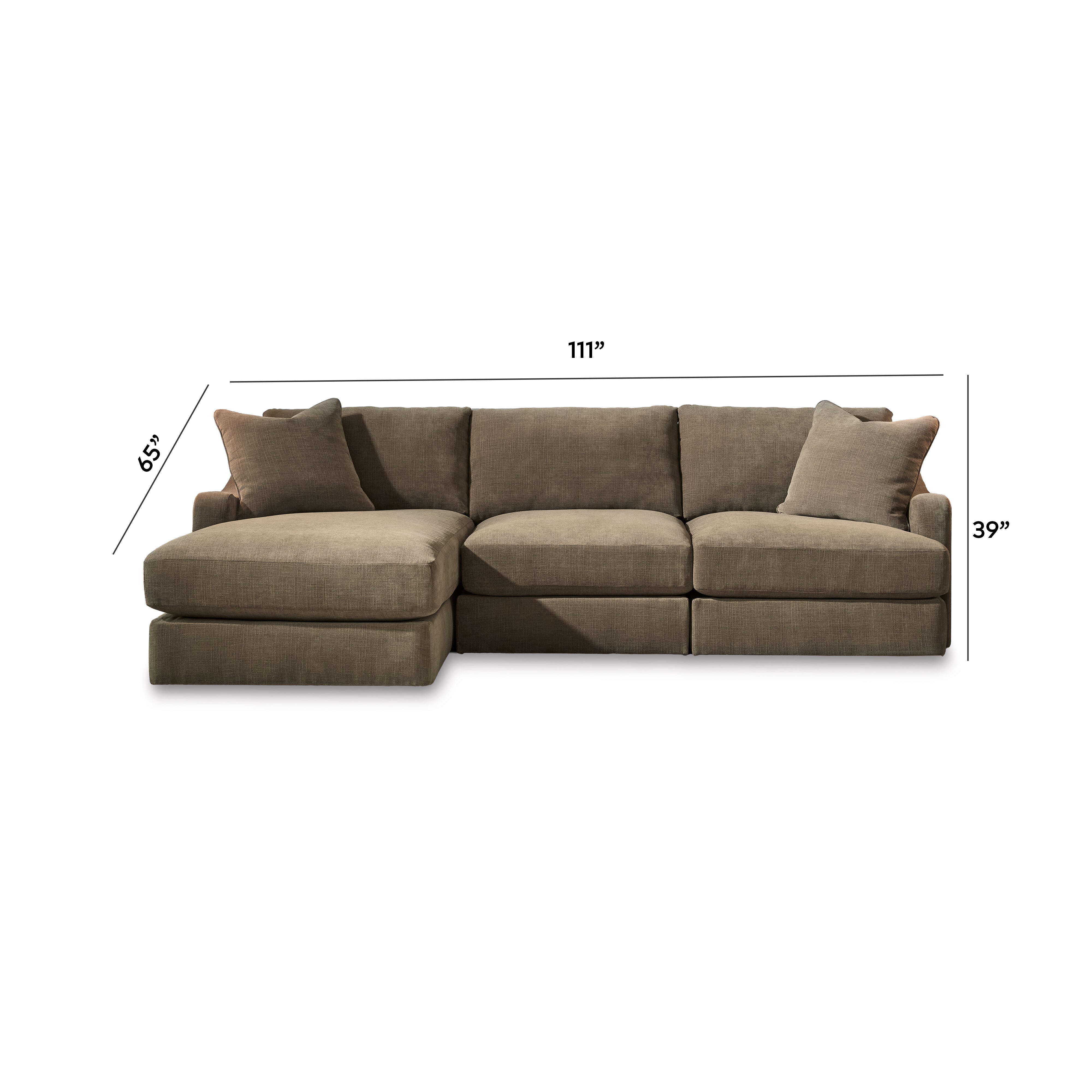 Ella Grove 3-Piece Sectional with Chaise, Coffee, large