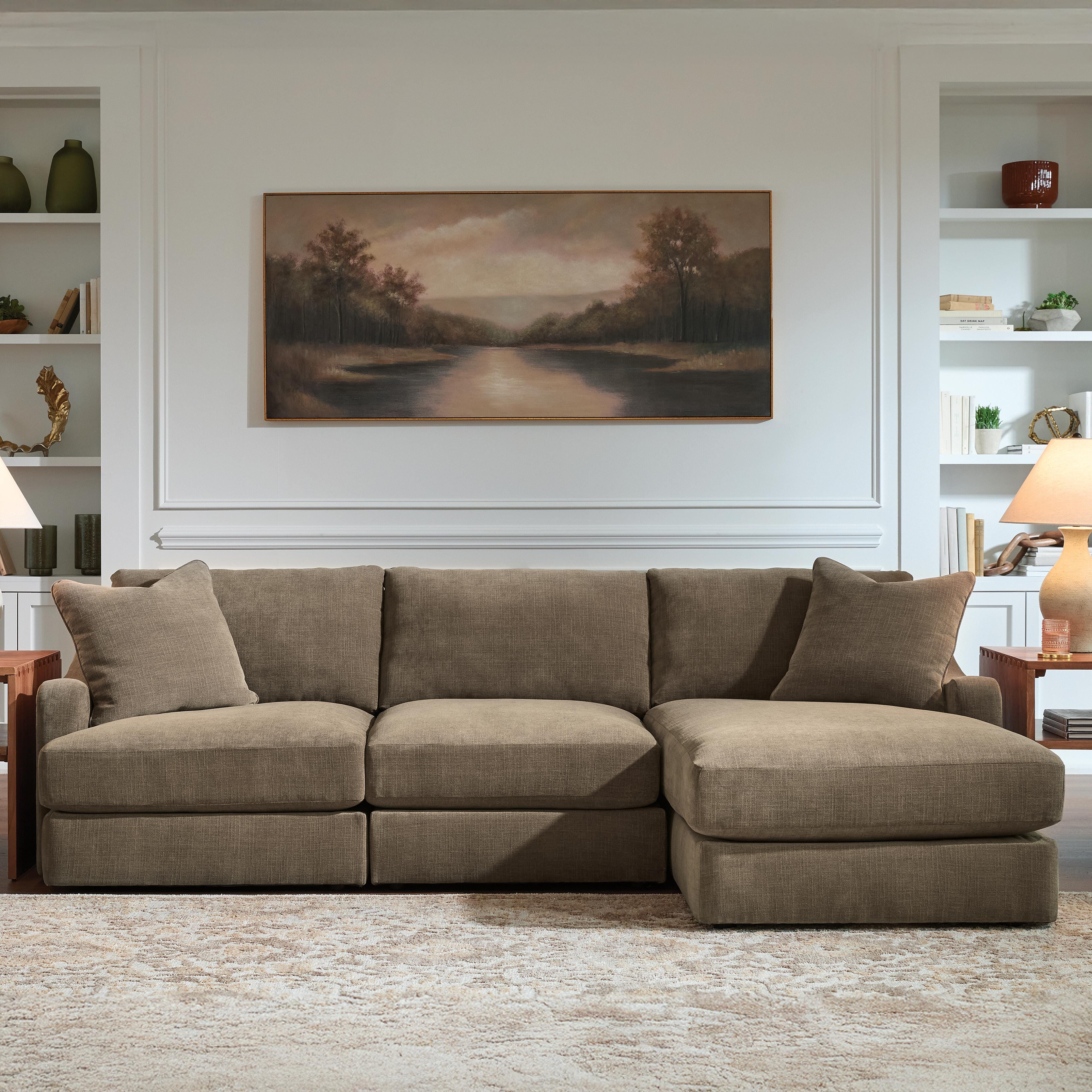 Ella Grove 3-Piece Sectional with Chaise, Coffee, large