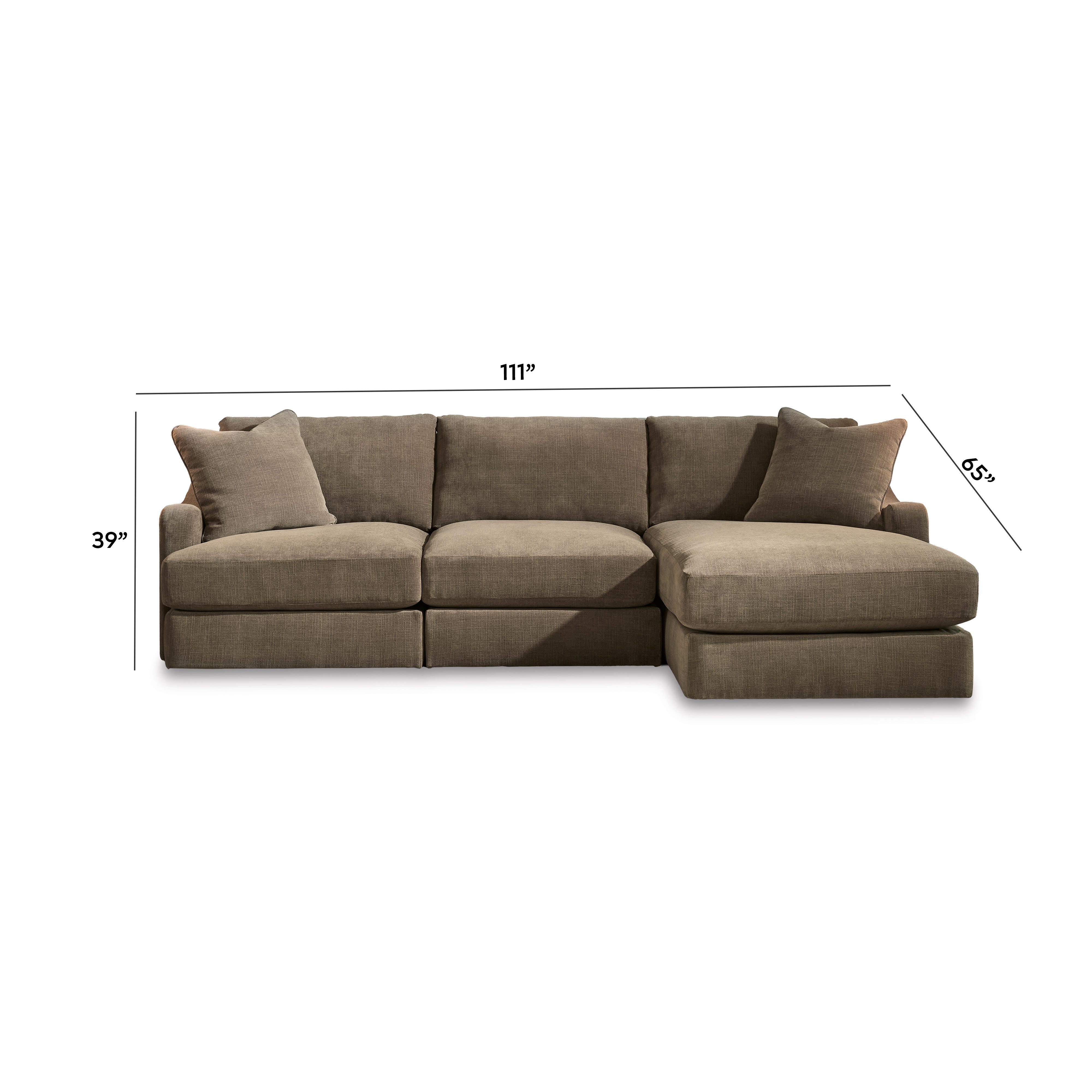 Ella Grove 3-Piece Sectional with Chaise, Coffee, large