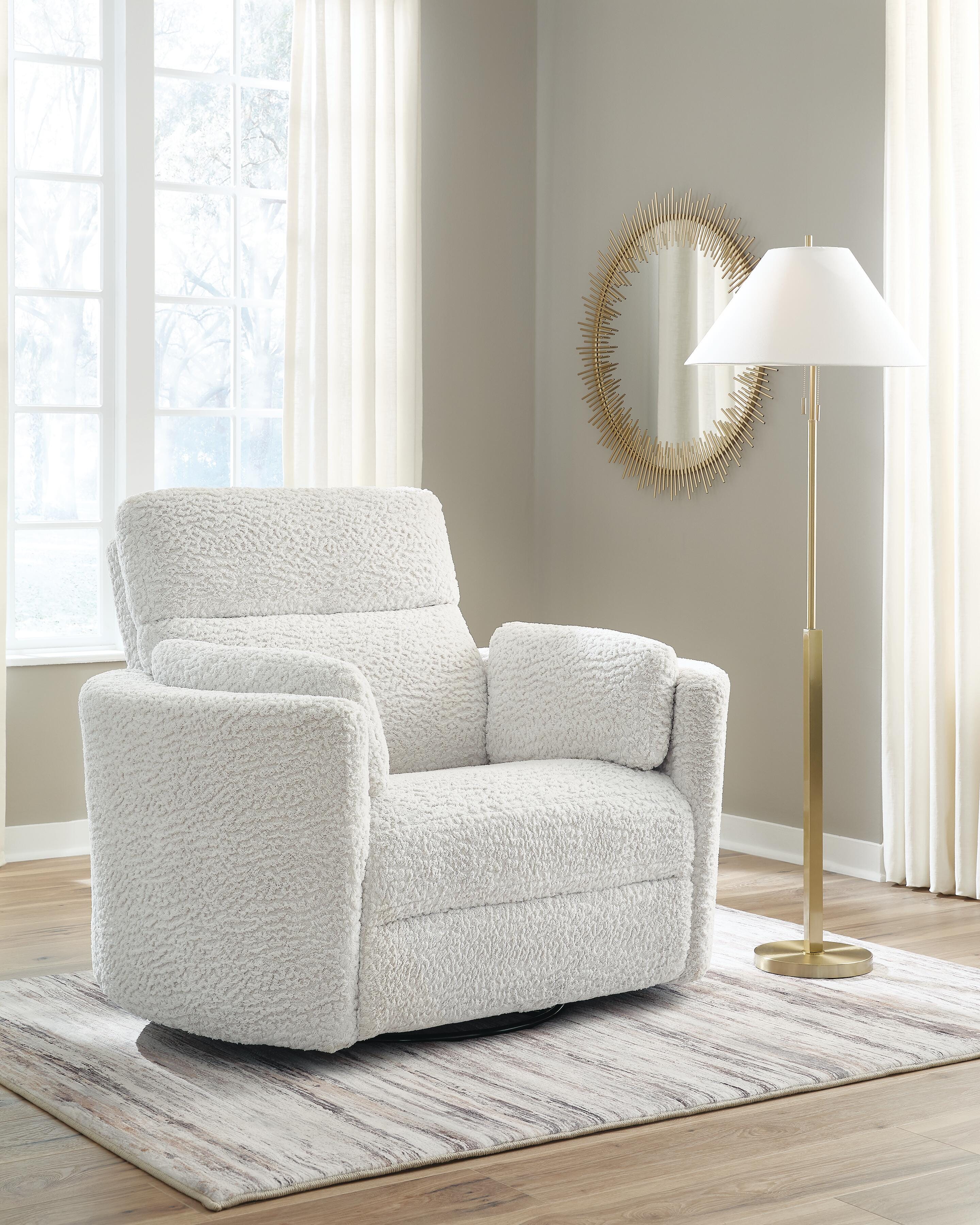 Moonrae Swivel Power Glider Recliner, Silver, rollover