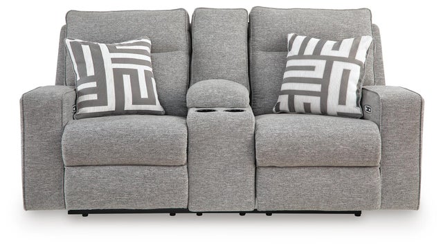 Biscoe Next-Gen Nuvella™ Performance Fabric Dual Power Reclining Loveseat with Console