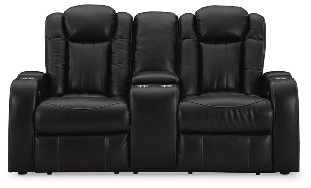 Caveman Den Dual Power Reclining Loveseat with Console