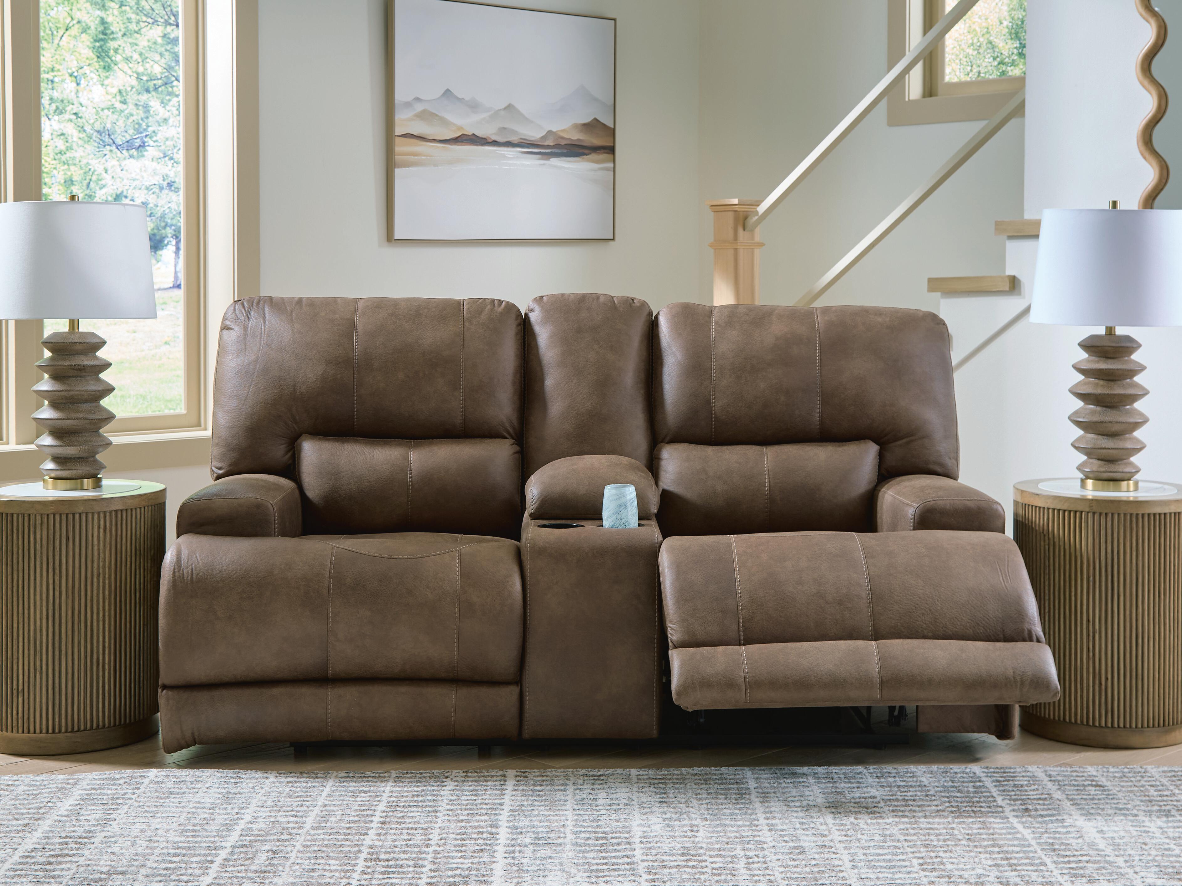 Time-Piece Dual Power Reclining Loveseat with Console | Ashley