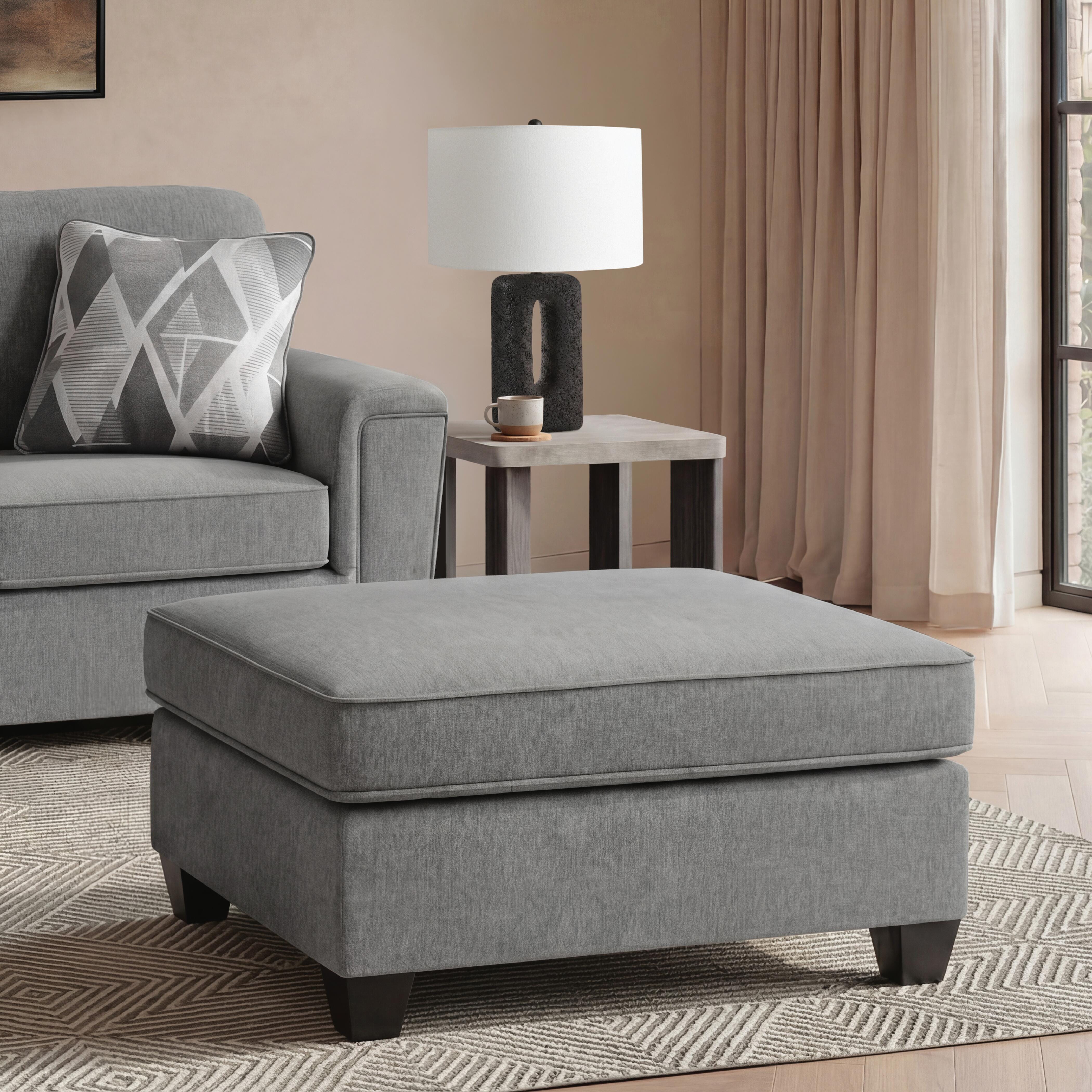 Leeshan Oversized Accent Ottoman, Steel, large