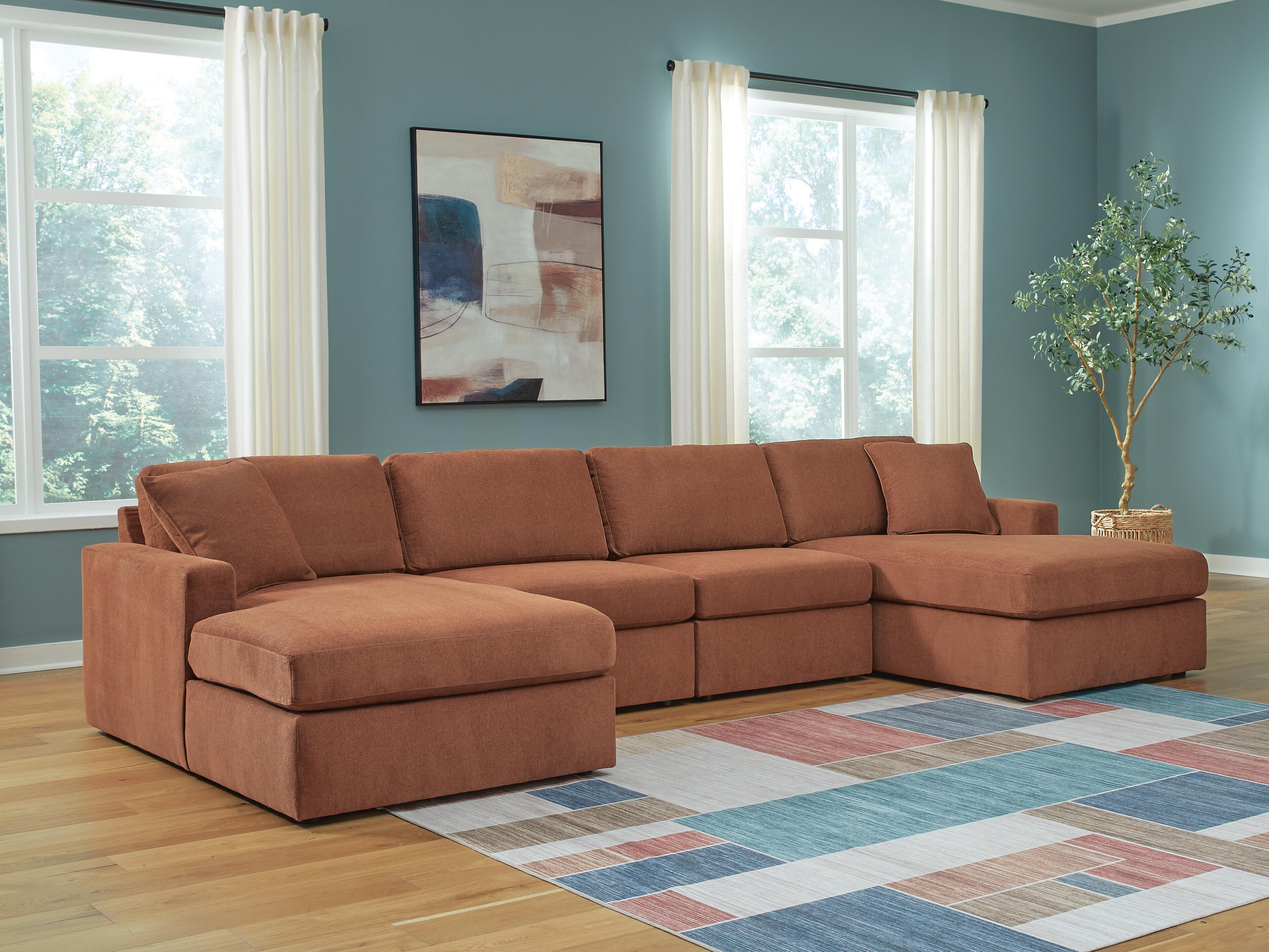 Modmax 4-Piece Double Storage Chaise Sectional, Spice, rollover