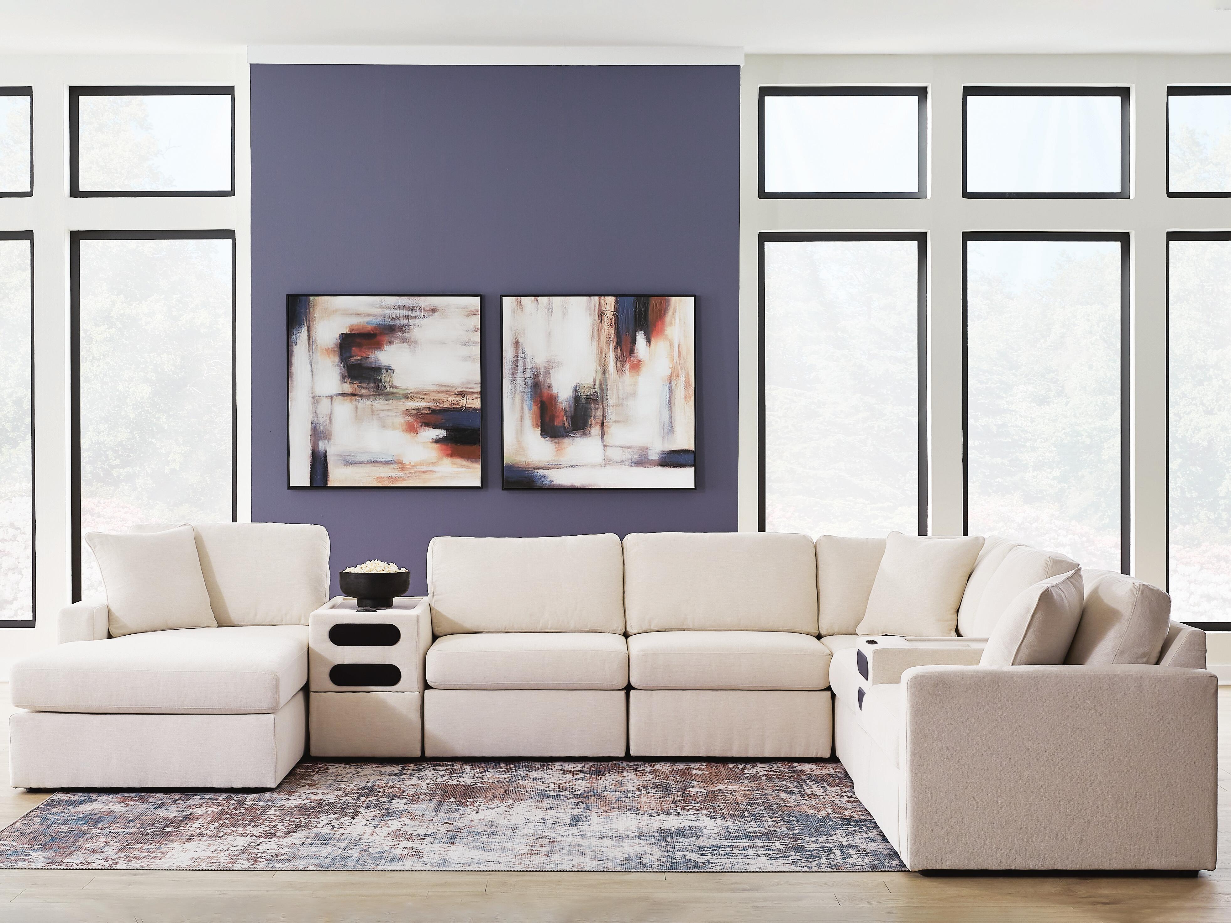 Modmax 8-Piece Sectional with Storage Chaise and Audio Consoles, Oyster, rollover