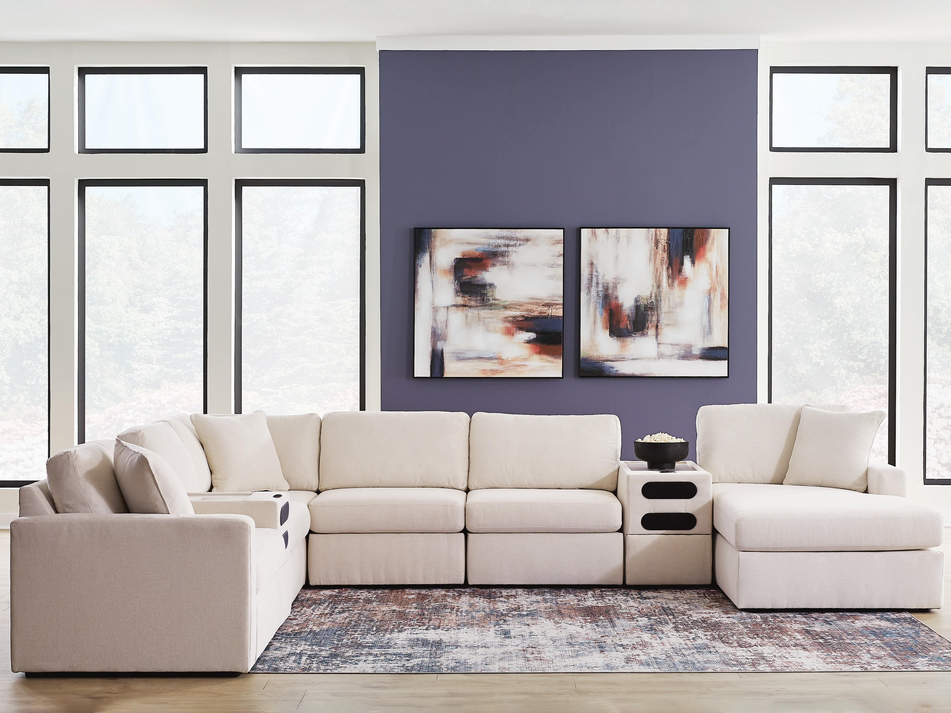Modmax 8-Piece Sectional with Storage Chaise and Audio Consoles, Oyster, large