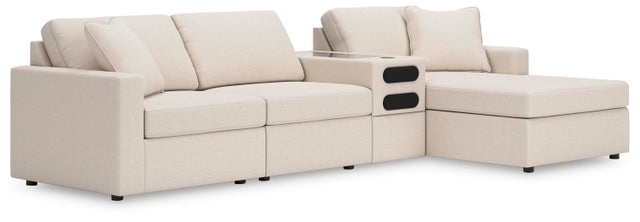 Modmax 4-Piece Modular Next-Gen Nuvella™ Performance Fabric Sectional with Chaise and Audio Console
