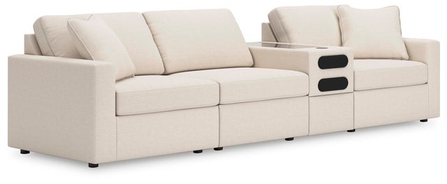 Modmax 4-Piece Modular Next-Gen Nuvella™ Performance Fabric Sectional with Audio Console