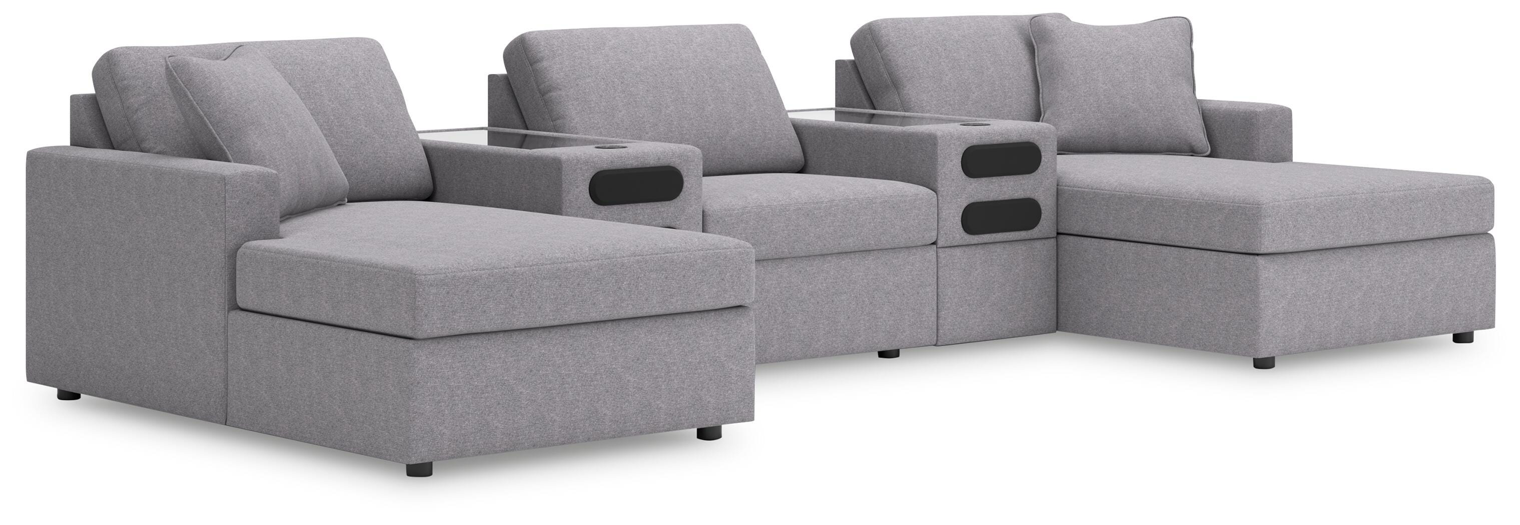 Modmax 5-Piece Double Storage Chaise Sectional with Audio Consoles, Granite, large