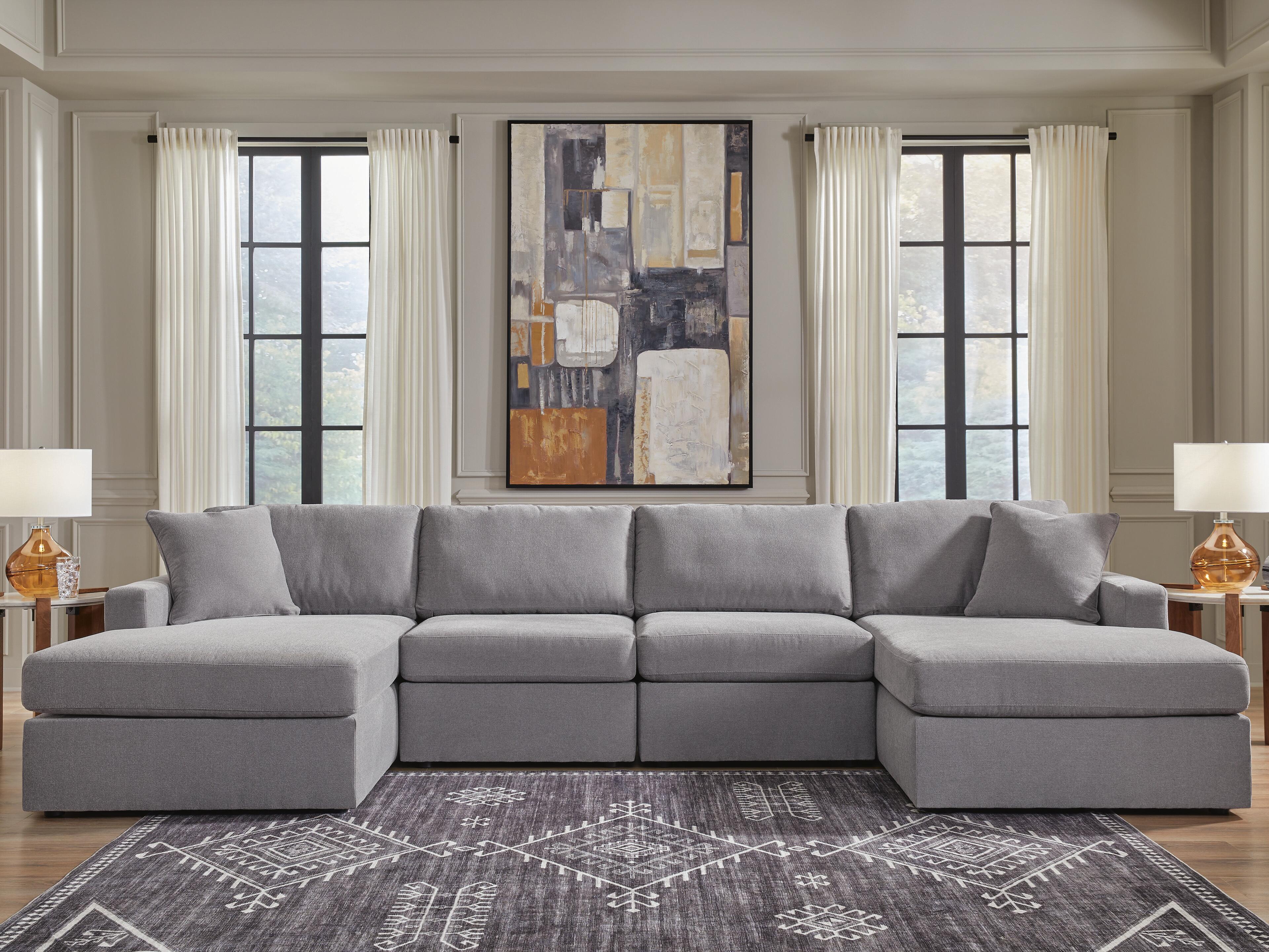 Modmax 4-Piece Double Storage Chaise Sectional, Granite, large