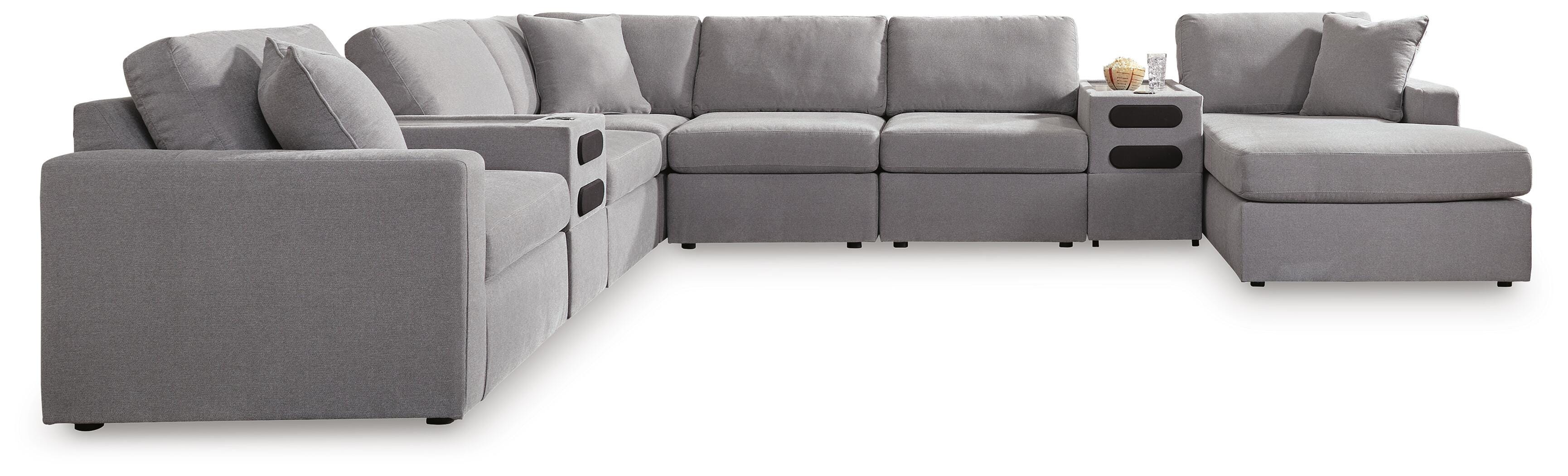 Modmax 8-Piece Sectional with Storage Chaise and Audio Consoles, Granite, large
