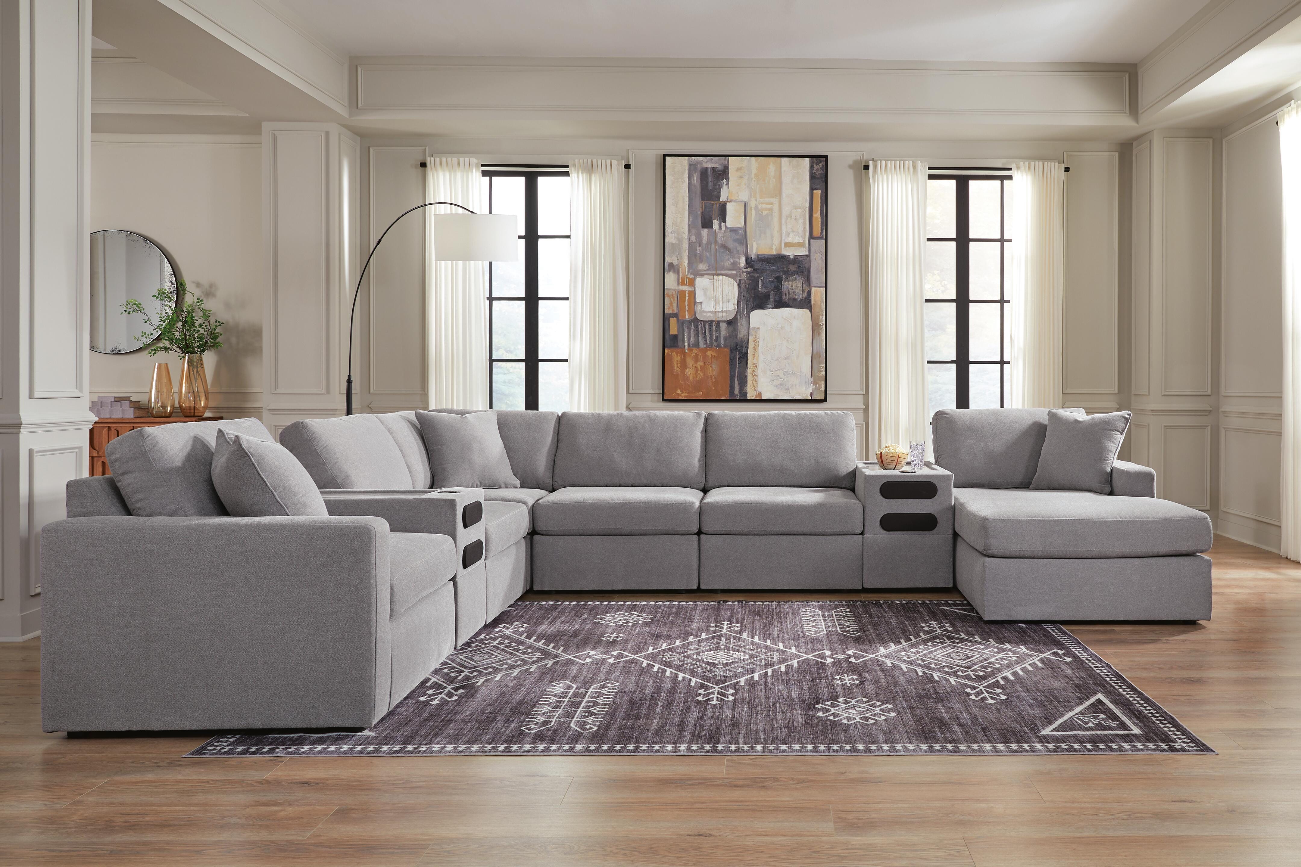 Modmax 8-Piece Sectional with Storage Chaise and Audio Consoles, Granite, large