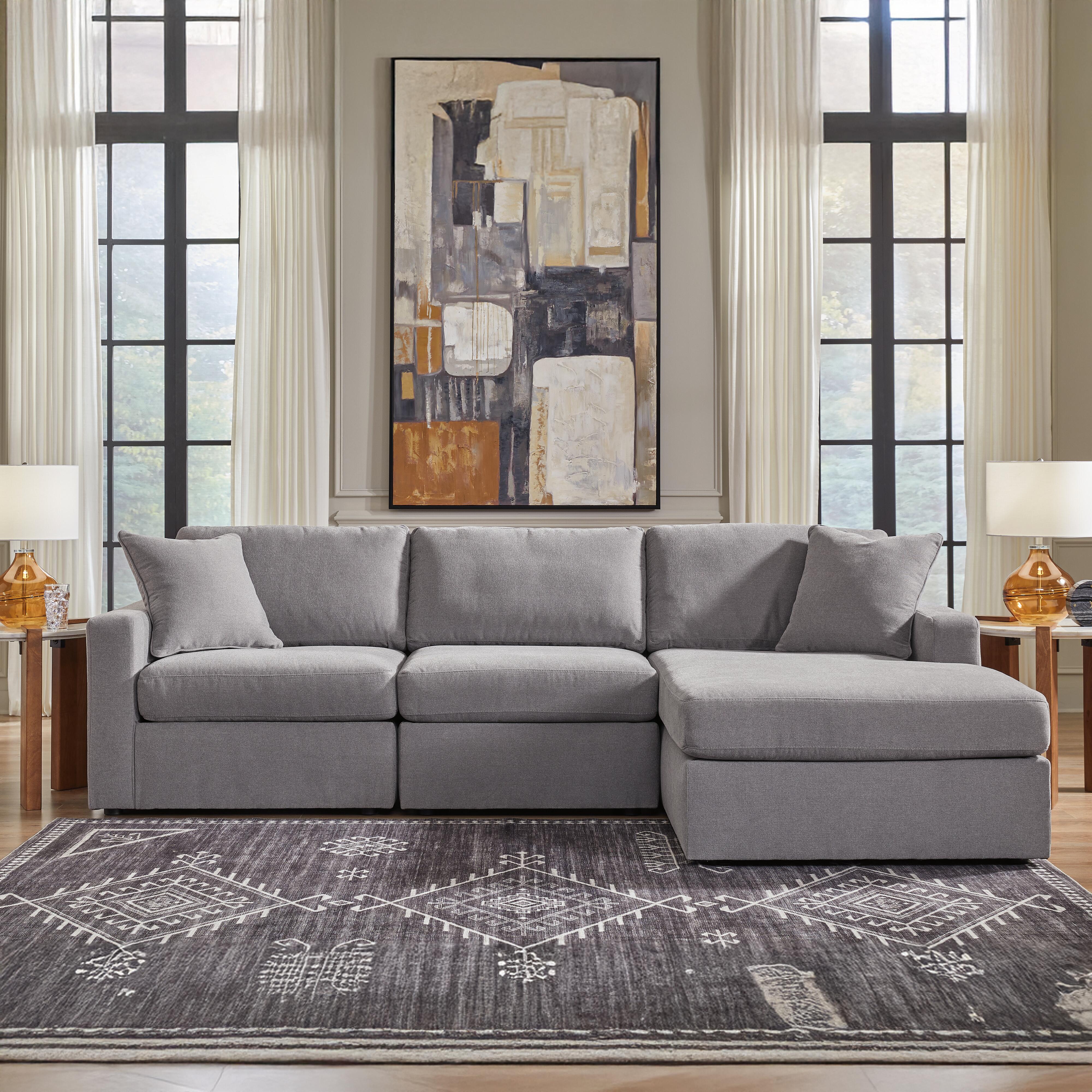 Modmax 3-Piece Sectional with Chaise, Granite, large