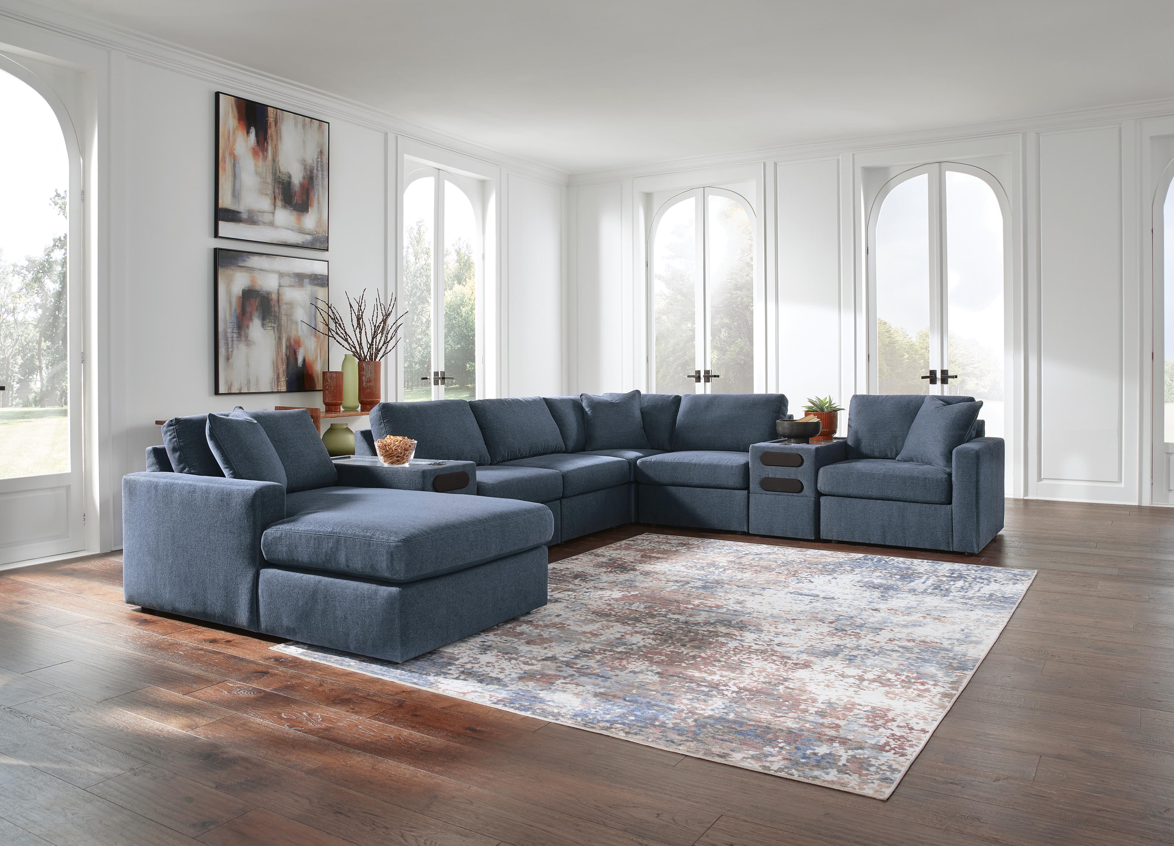 Modmax 8-Piece Sectional with Storage Chaise and Audio Consoles, Ink, large