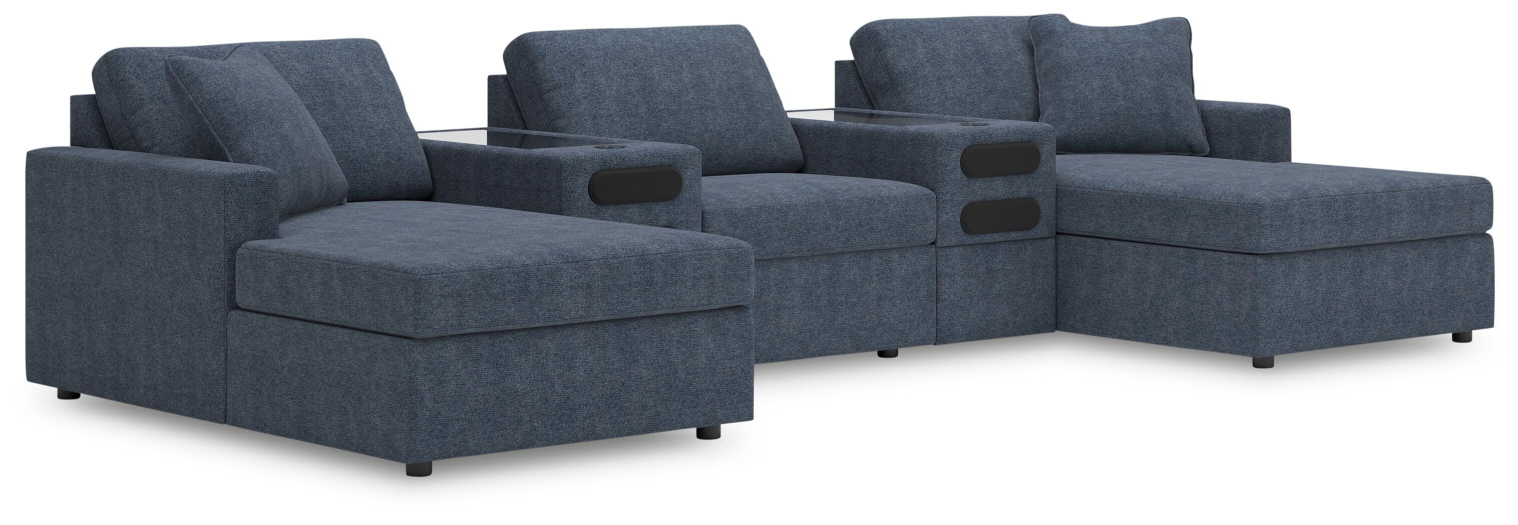 Modmax 5-Piece Double Storage Chaise Sectional with Audio Consoles, Ink, large