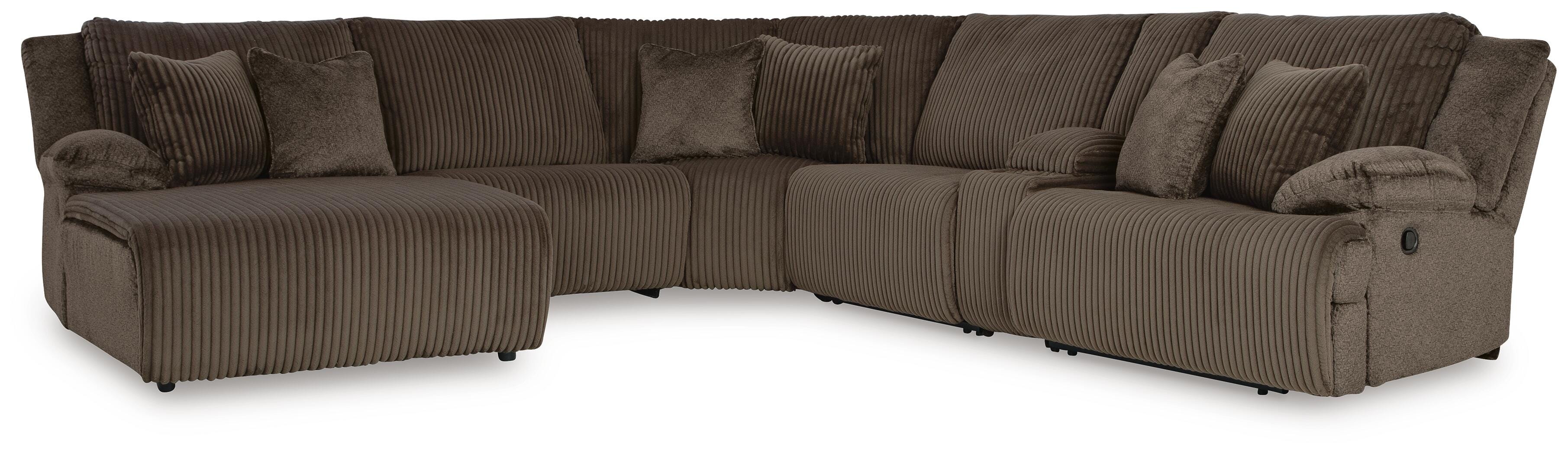 Top Tier 6-Piece Reclining Sectional with Chaise, Chocolate, large