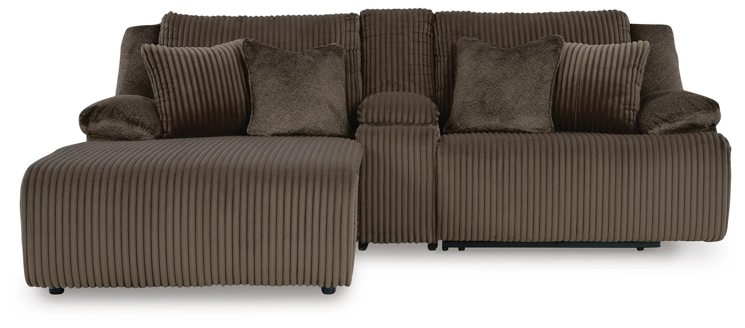 Top Tier 3-Piece Reclining Sectional Sofa with Chaise, Chocolate, large