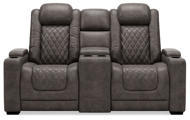 HyllMont Dual Power Reclining Loveseat with Console