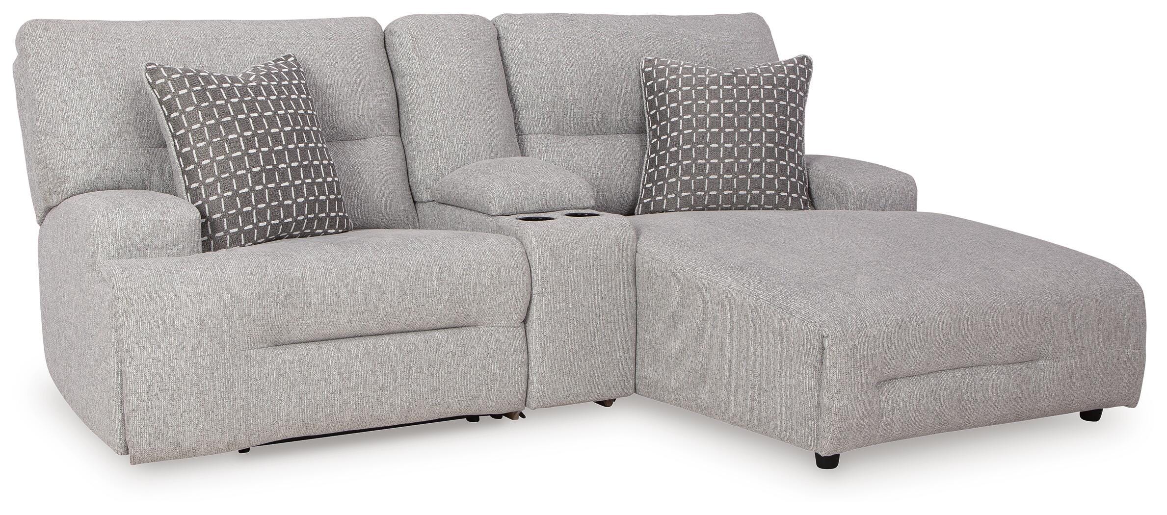 Acklen Place 3-Piece Power Reclining Sectional Sofa with Chaise, Pewter, large