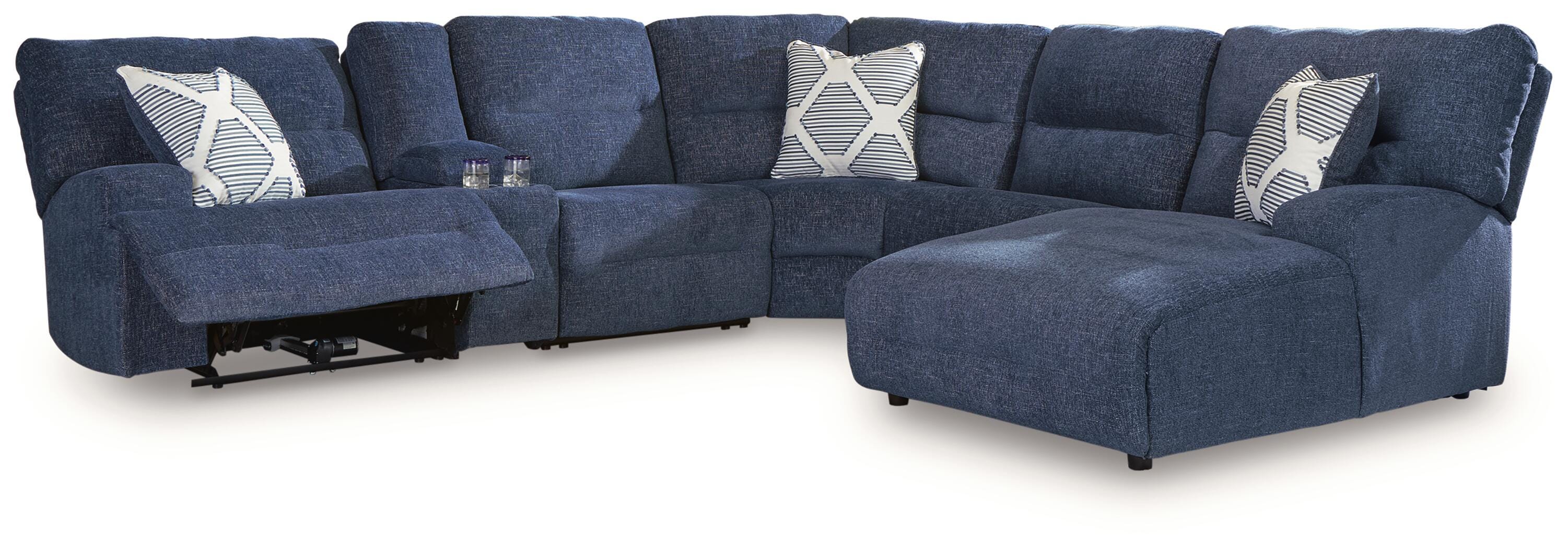 Acklen Place 6-Piece Power Reclining Sectional with Chaise, Navy, large