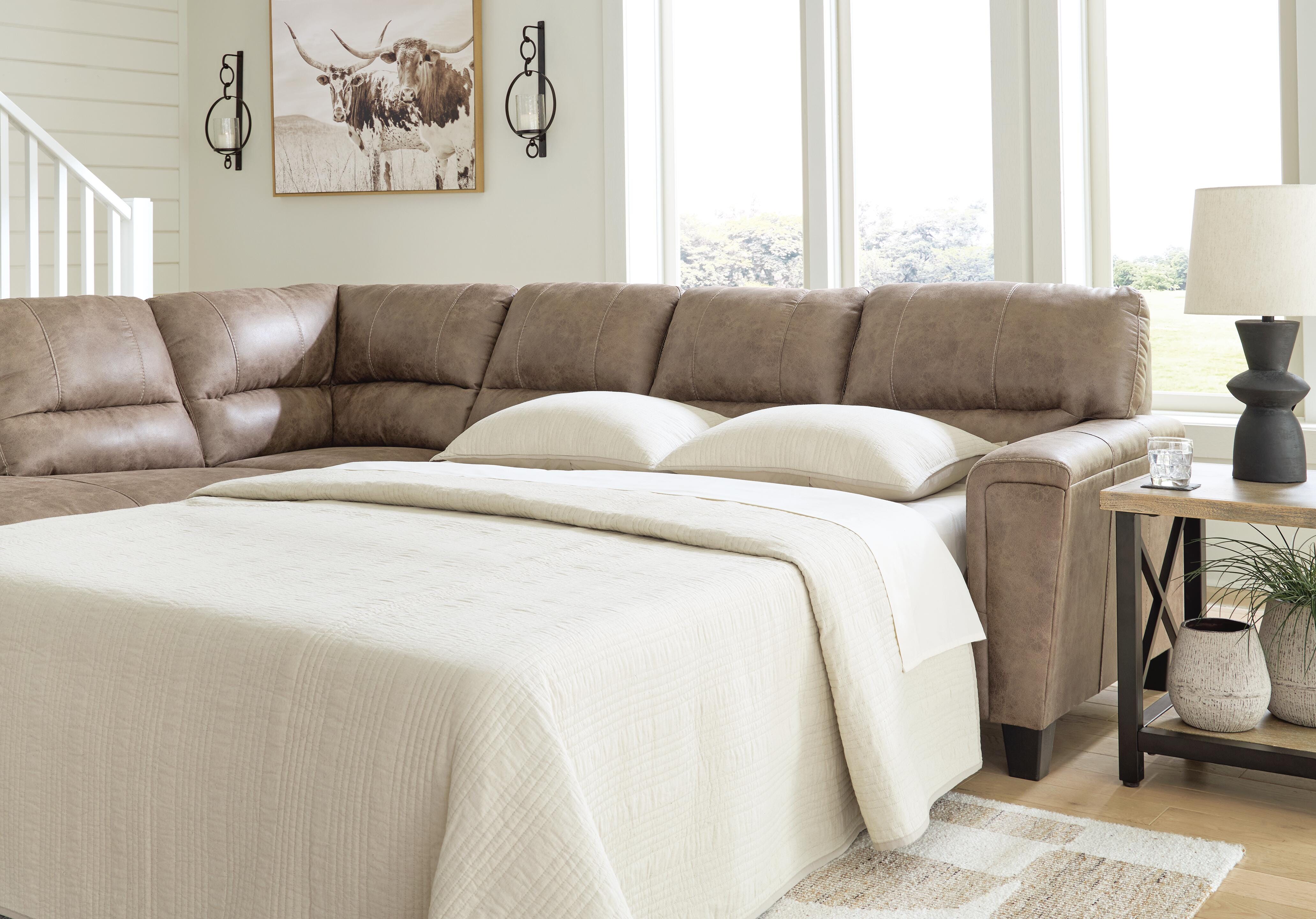 Navi 2-Piece Sectional Chaise Sleeper Sofa, Fossil, large