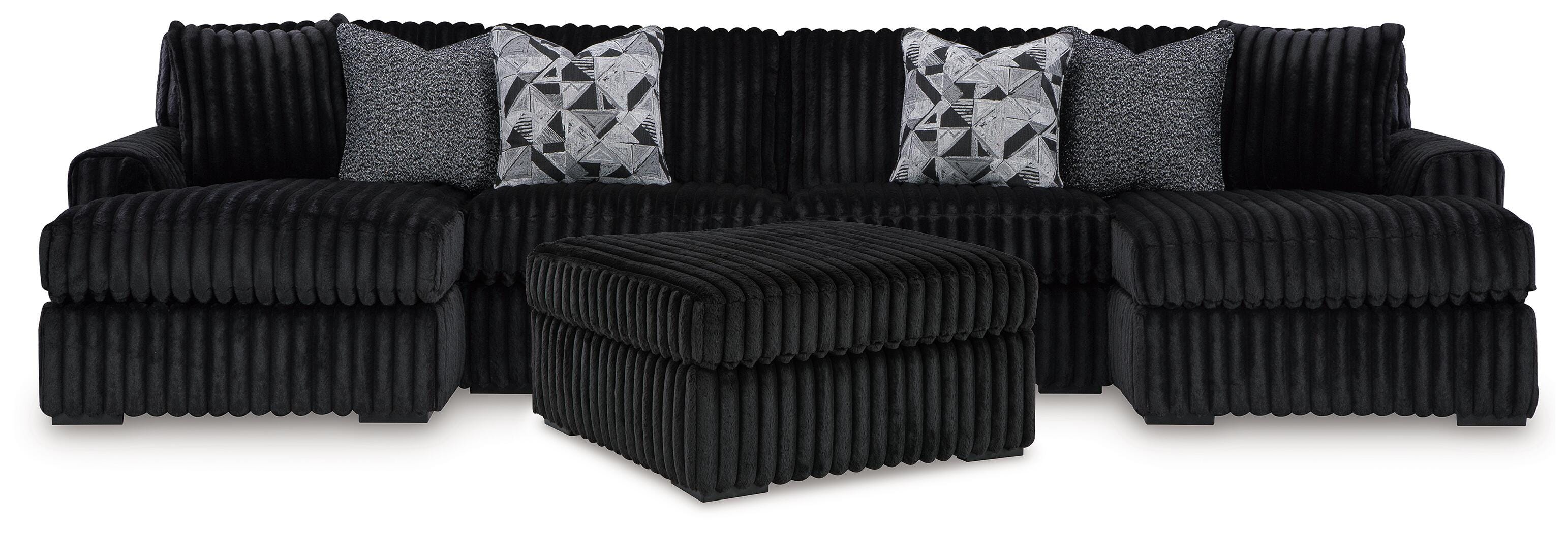 Midnight-Madness 3-Piece Sectional with Double Chaise and Ottoman - image 1