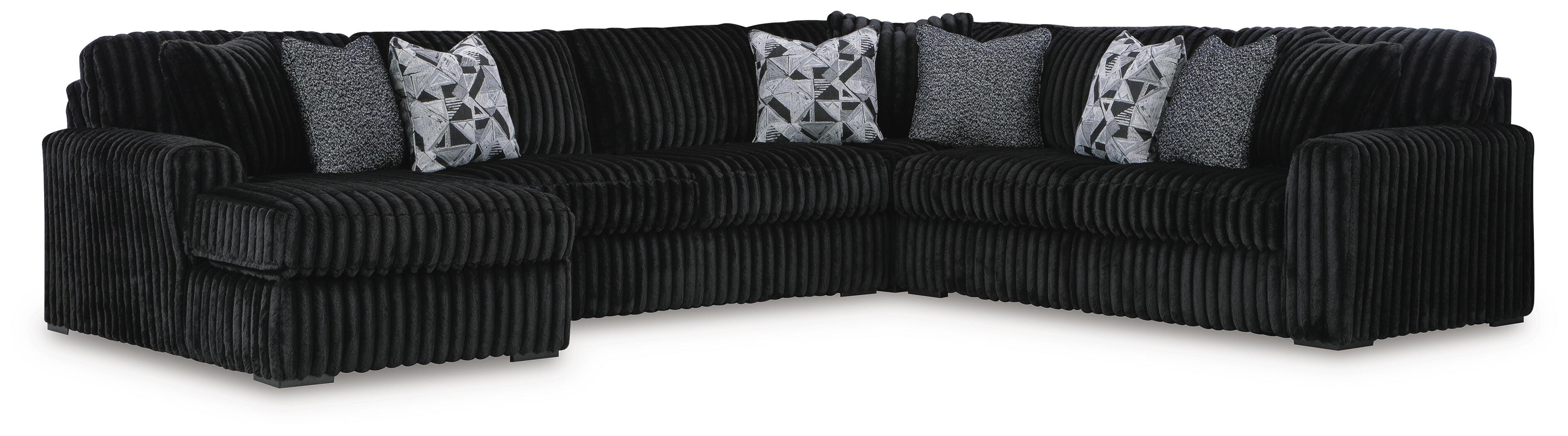 Midnight-Madness 4-Piece Sectional with Chaise, Onyx, large
