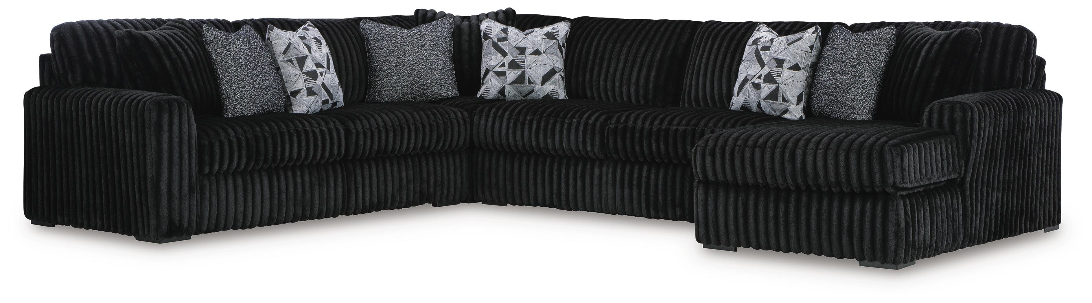 Midnight-Madness 4-Piece Sectional with Chaise, Onyx, large