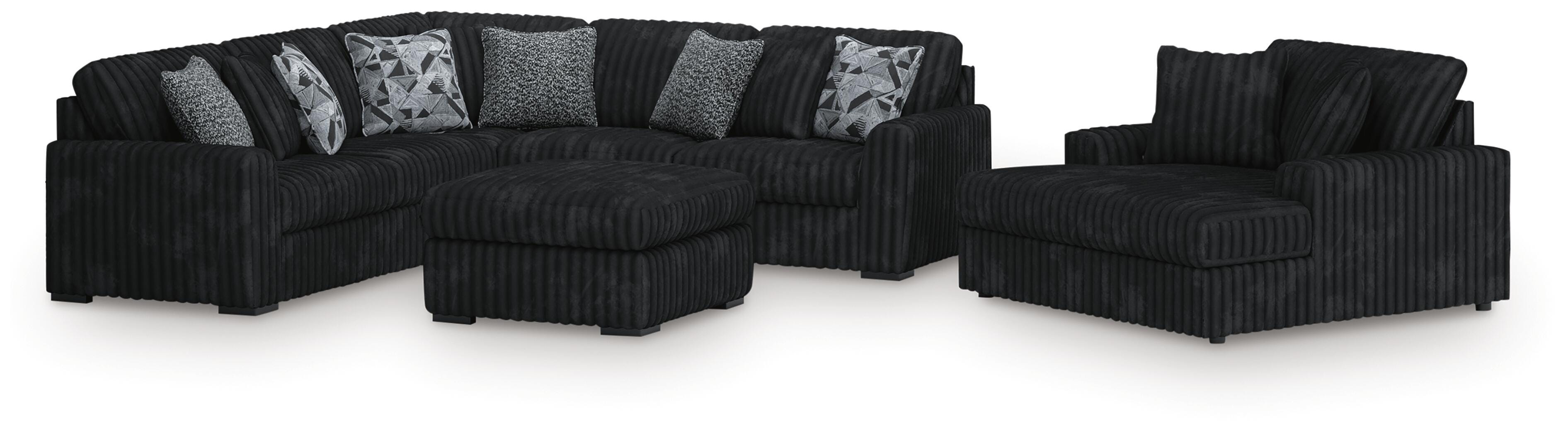 Midnight-Madness 3-Piece Sectional, Chaise and Oversized Accent Ottoman - image 1