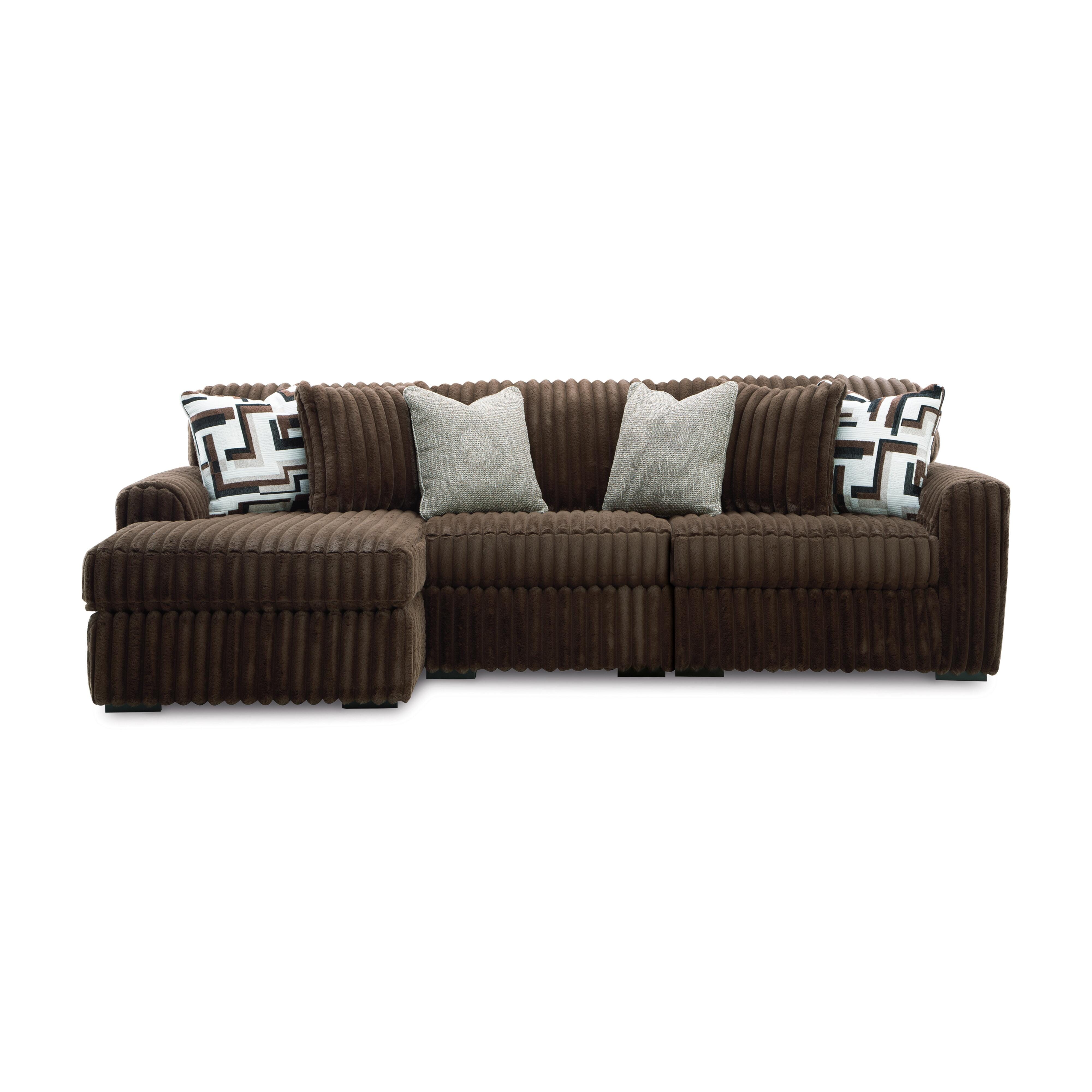 Midnight-Madness 3-Piece Sectional with Chaise, Chocolate, large