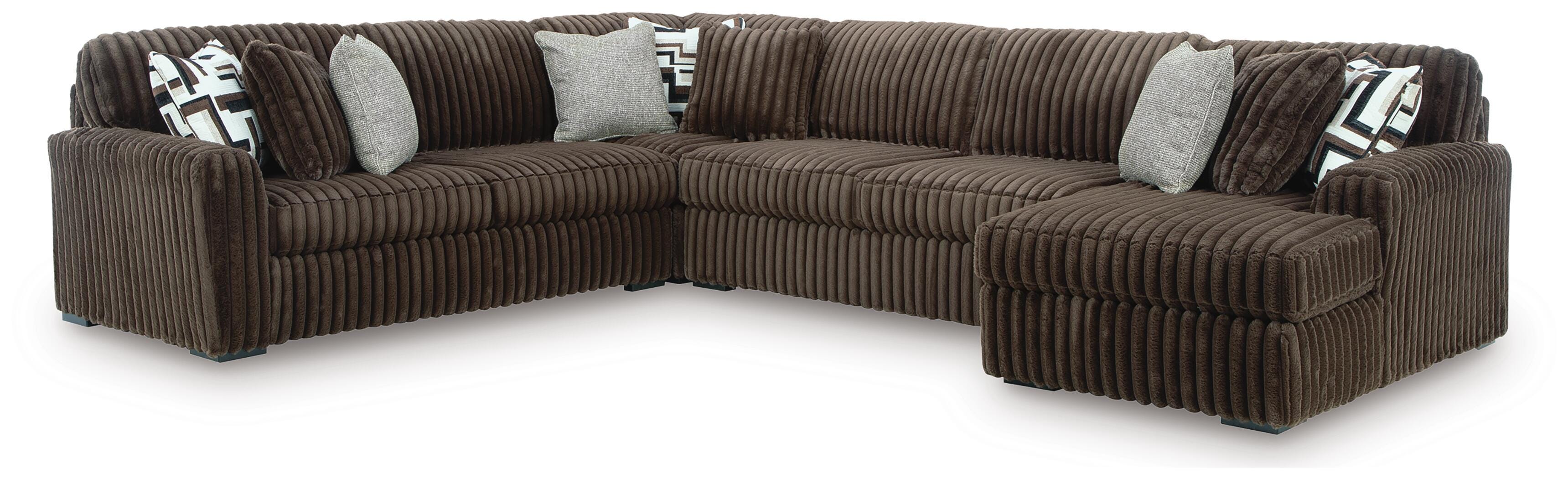 Midnight-Madness 4-Piece Sectional with Chaise, Chocolate, large