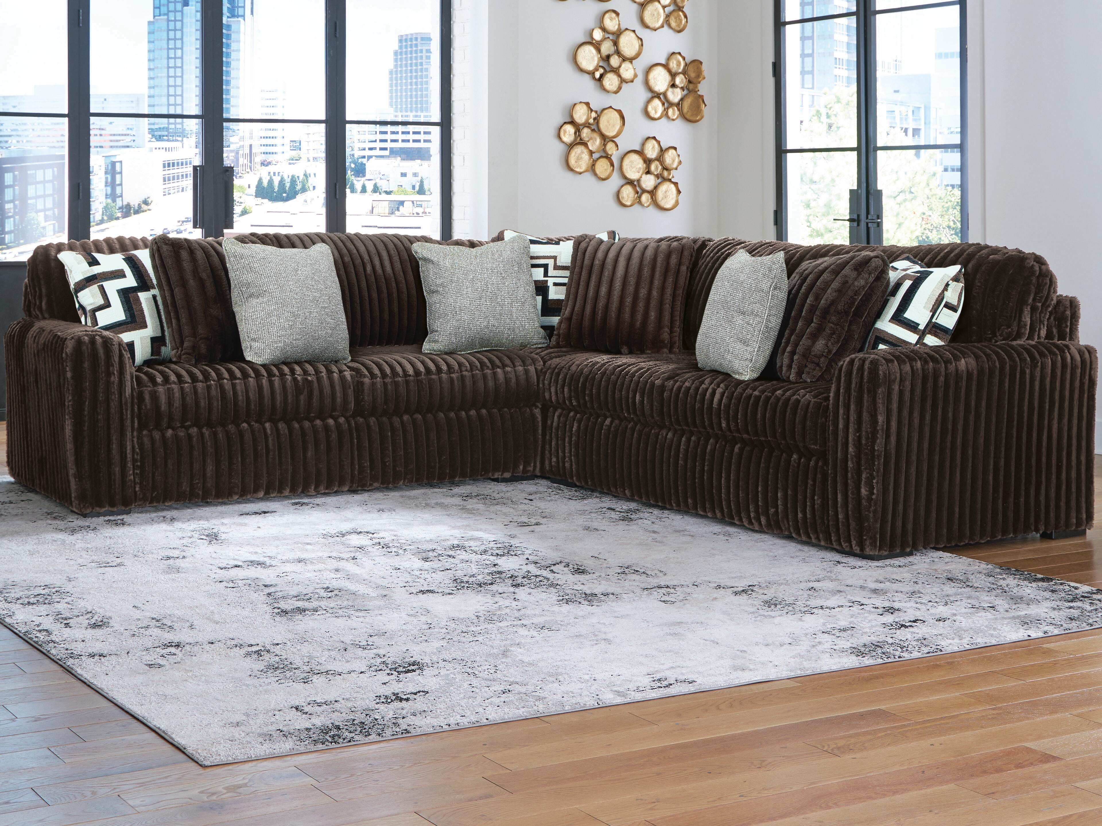 Midnight-Madness 3-Piece Sectional, Chocolate, rollover