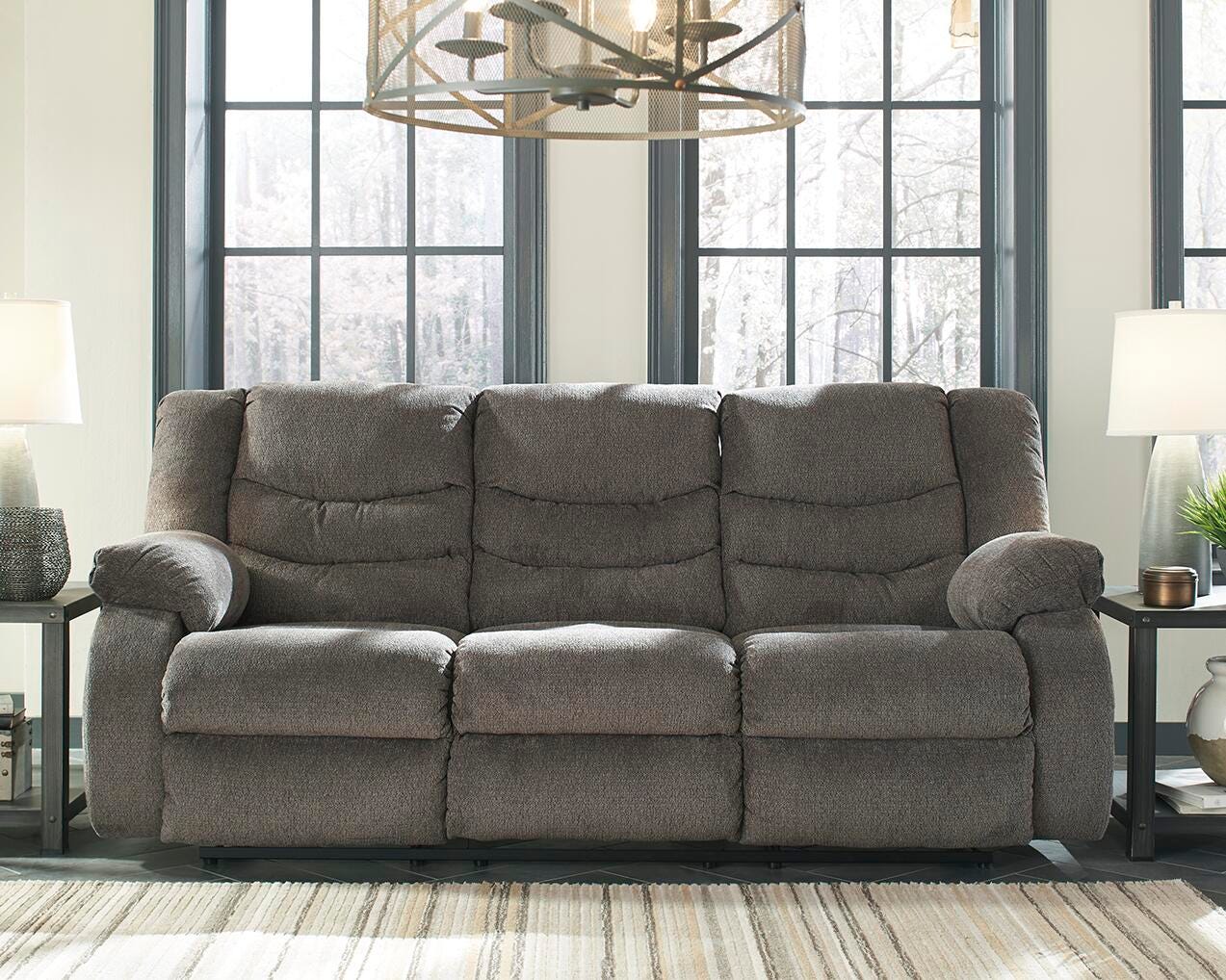 Tulen Reclining Sofa, Gray, rollover