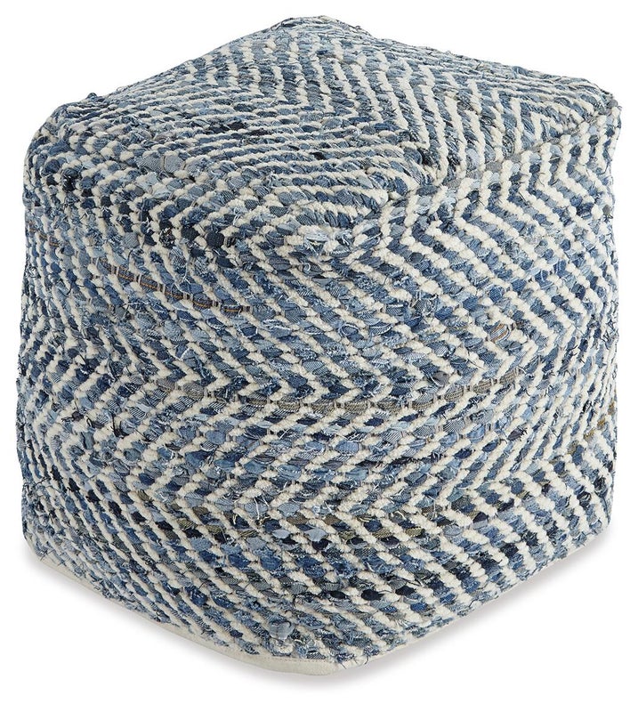 Chevron Pouf, Blue