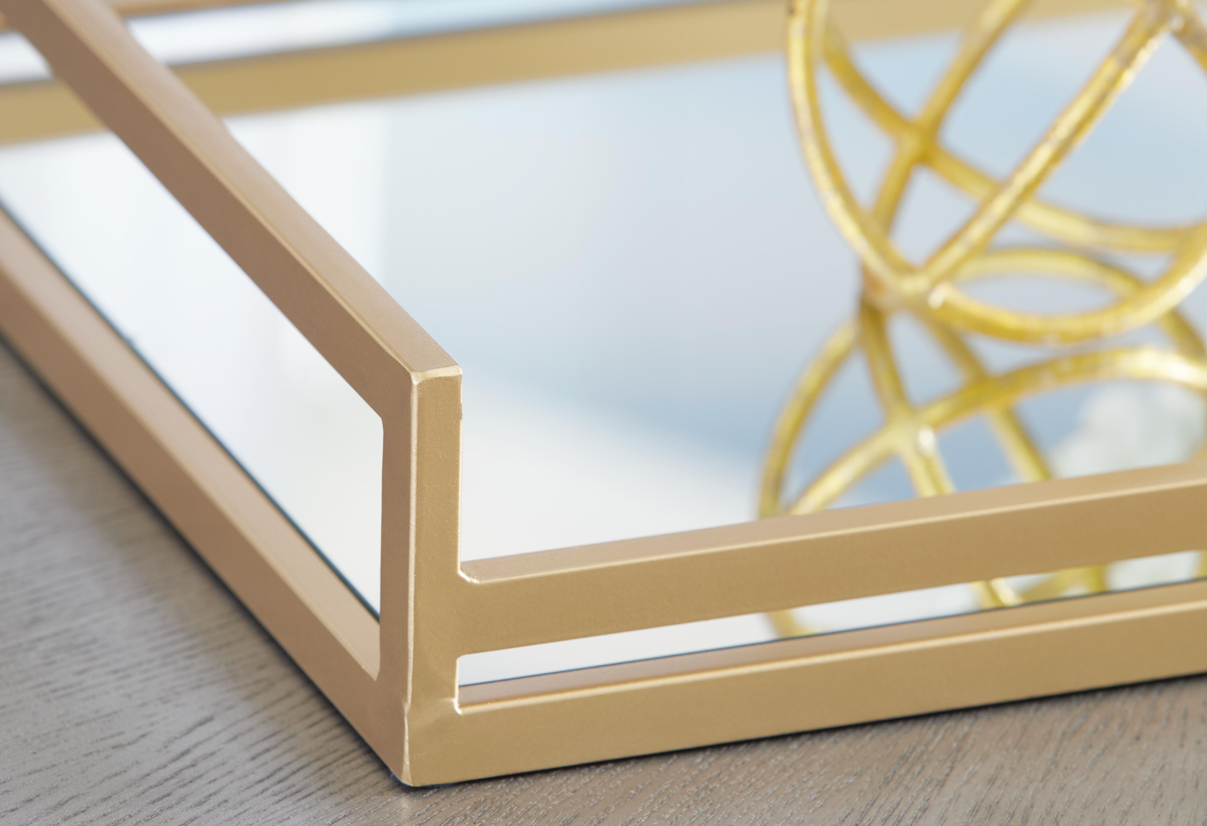Derex Tray, Gold Finish, large
