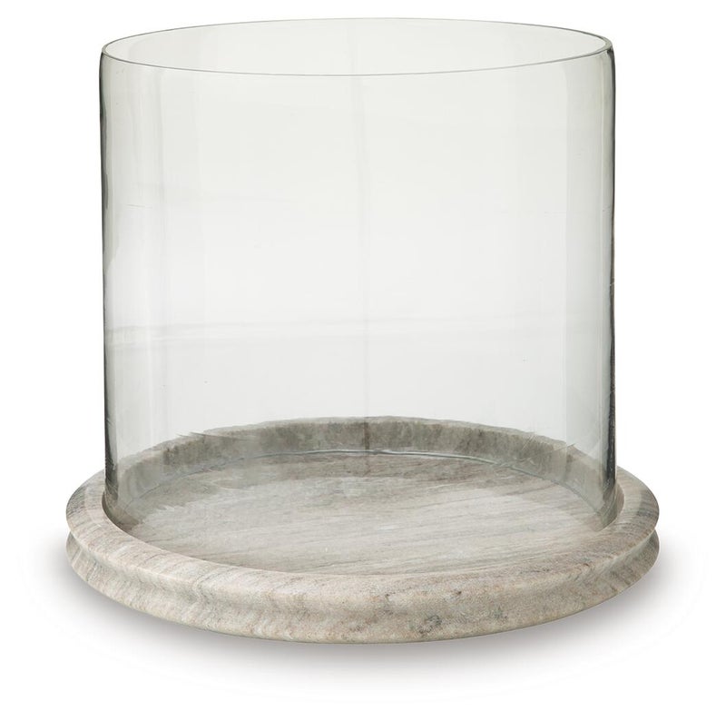 Saskia Marble Candle Holder, Clear/Beige