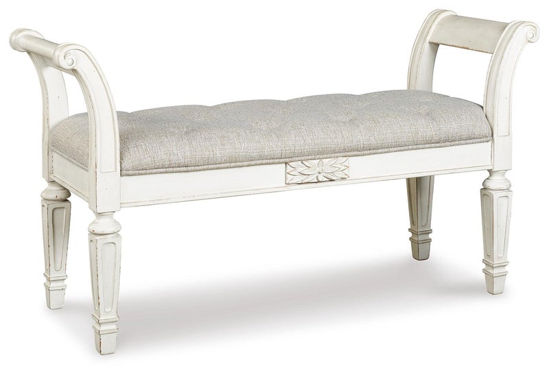 Realyn Accent Bench, Antique White