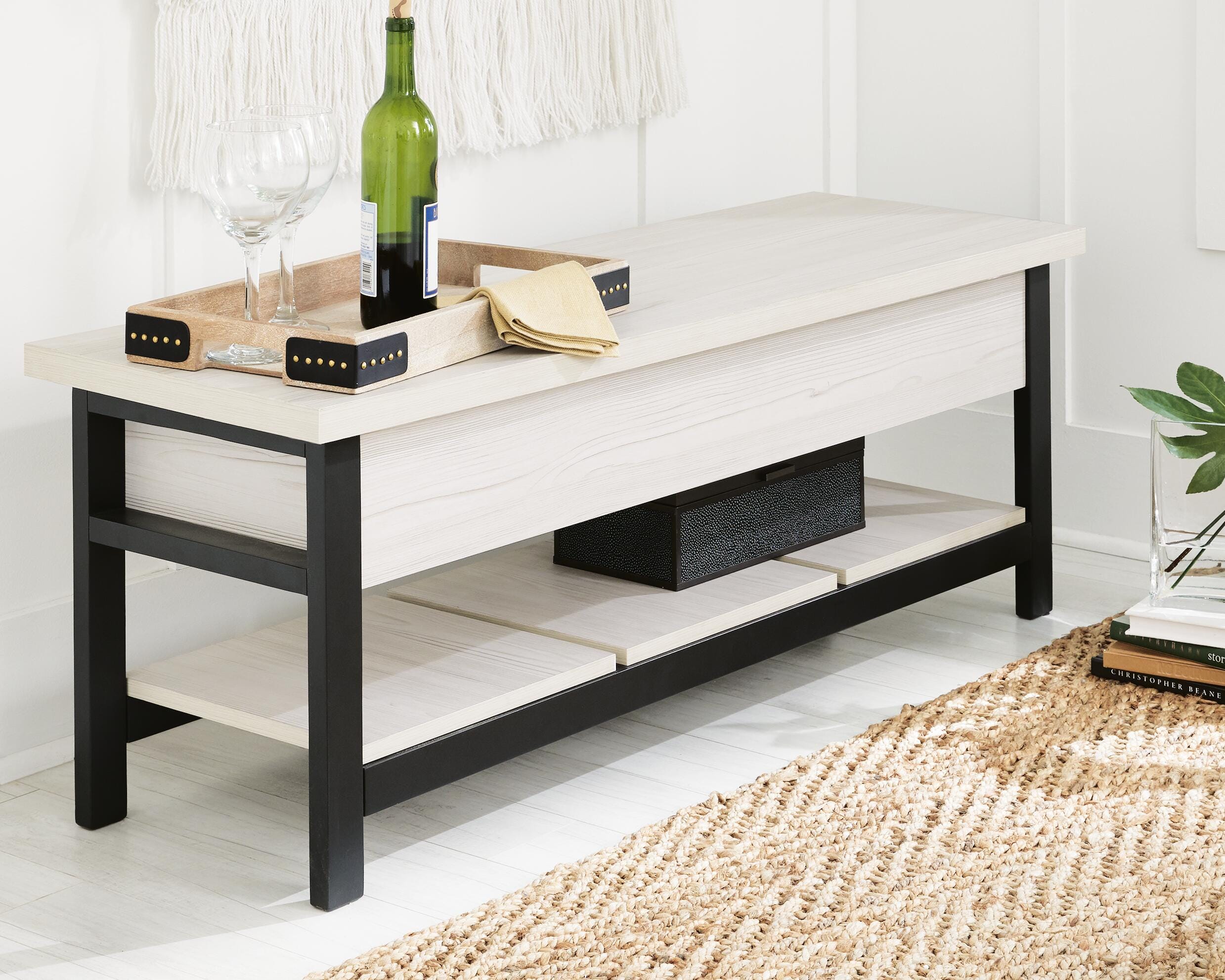 Rhyson Storage Bench, White, rollover