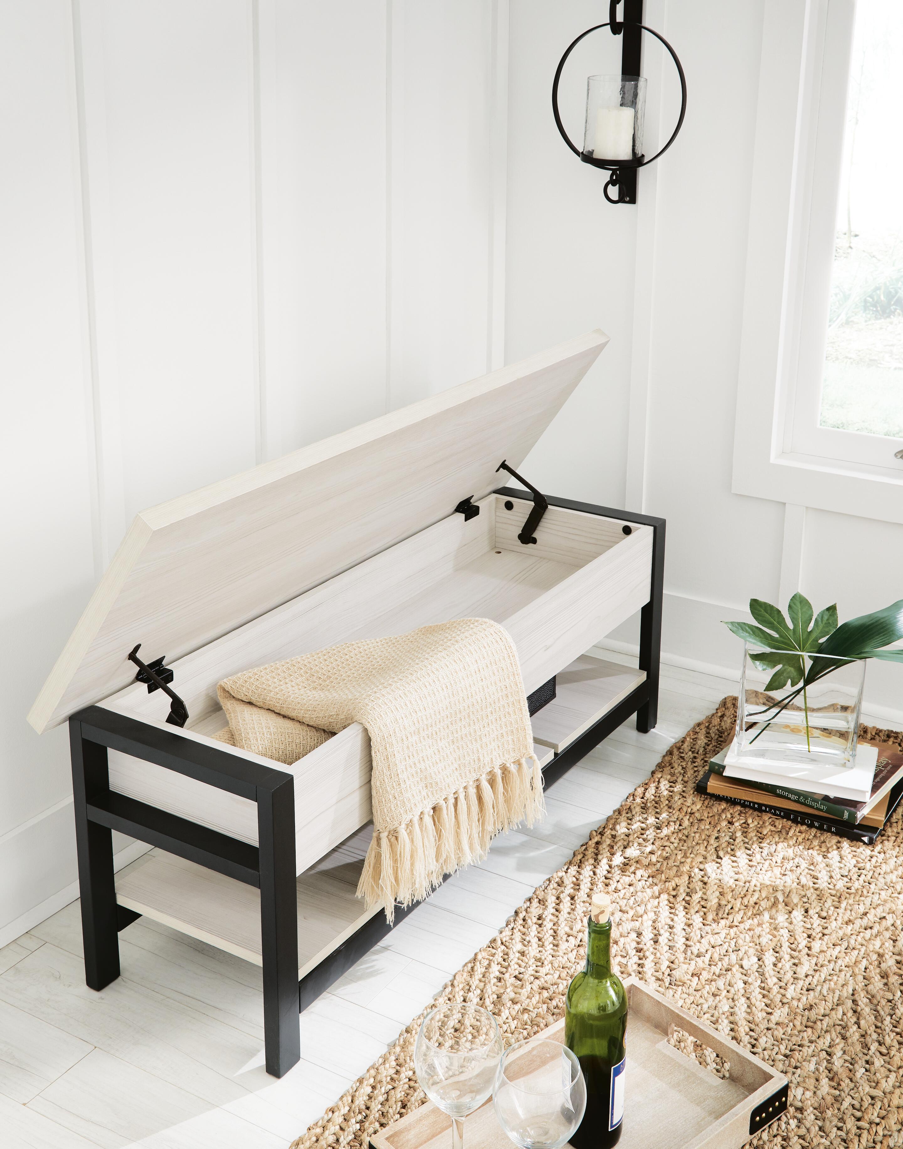 Rhyson Storage Bench, White, large