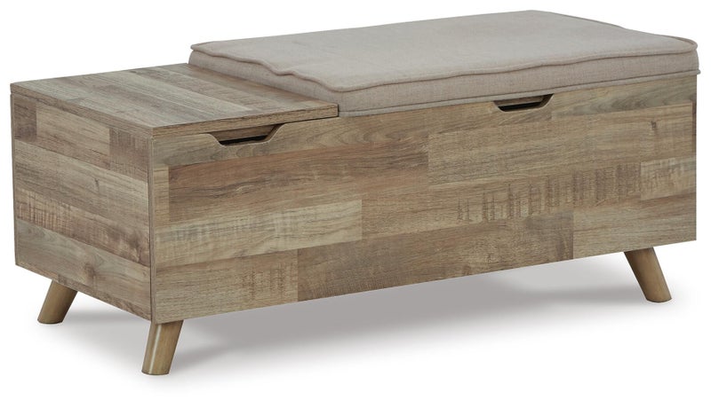 Gerdanet Storage Bench with 2 Hidden Compartments, Beige/Brown