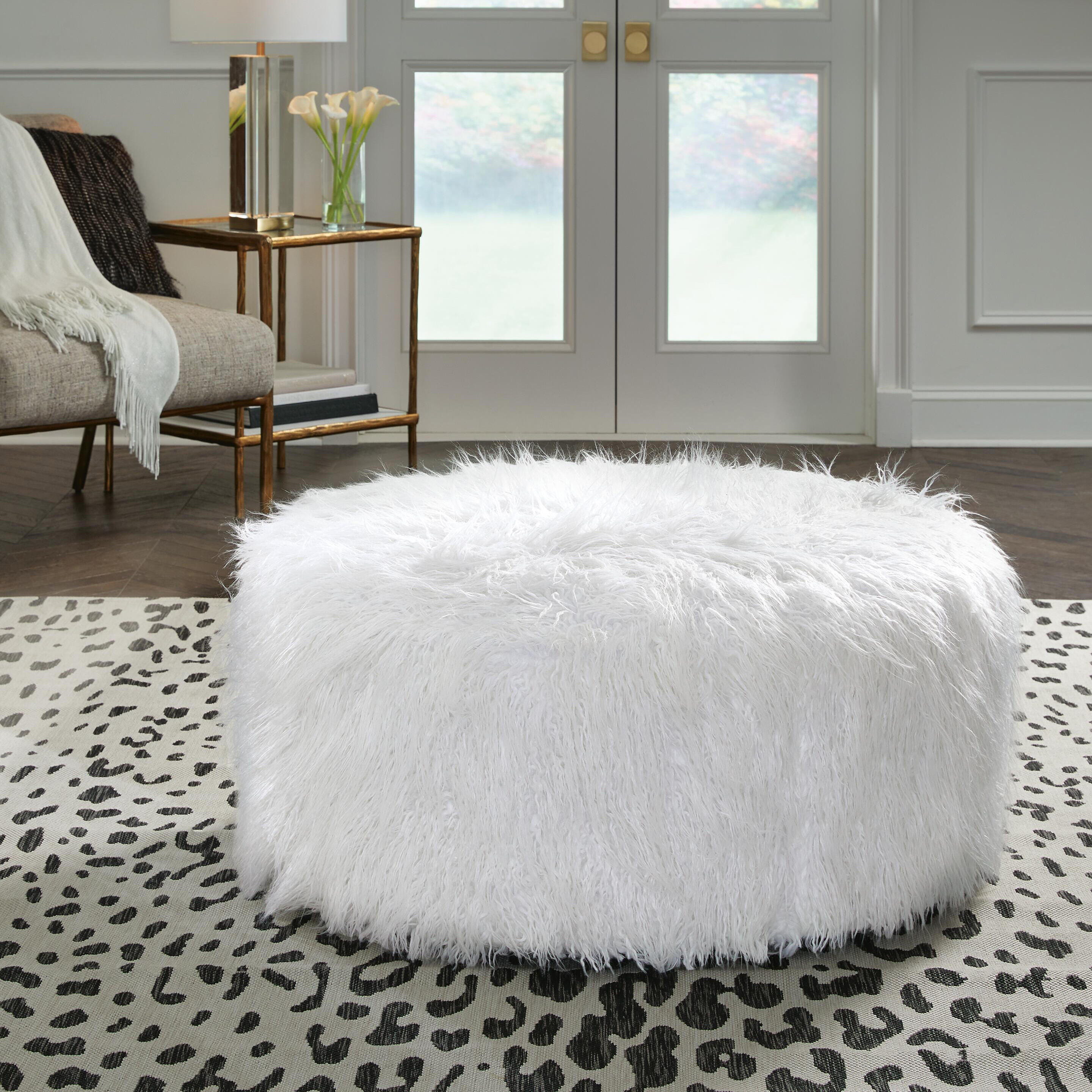 Galice Oversized Accent Ottoman, White, rollover