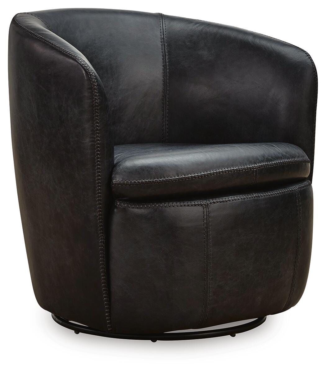 Kierreys Swivel Accent Chair, Midnight, large