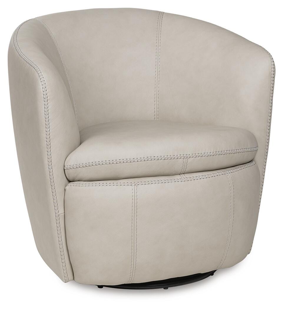 Kierreys Swivel Accent Chair, Bone, large